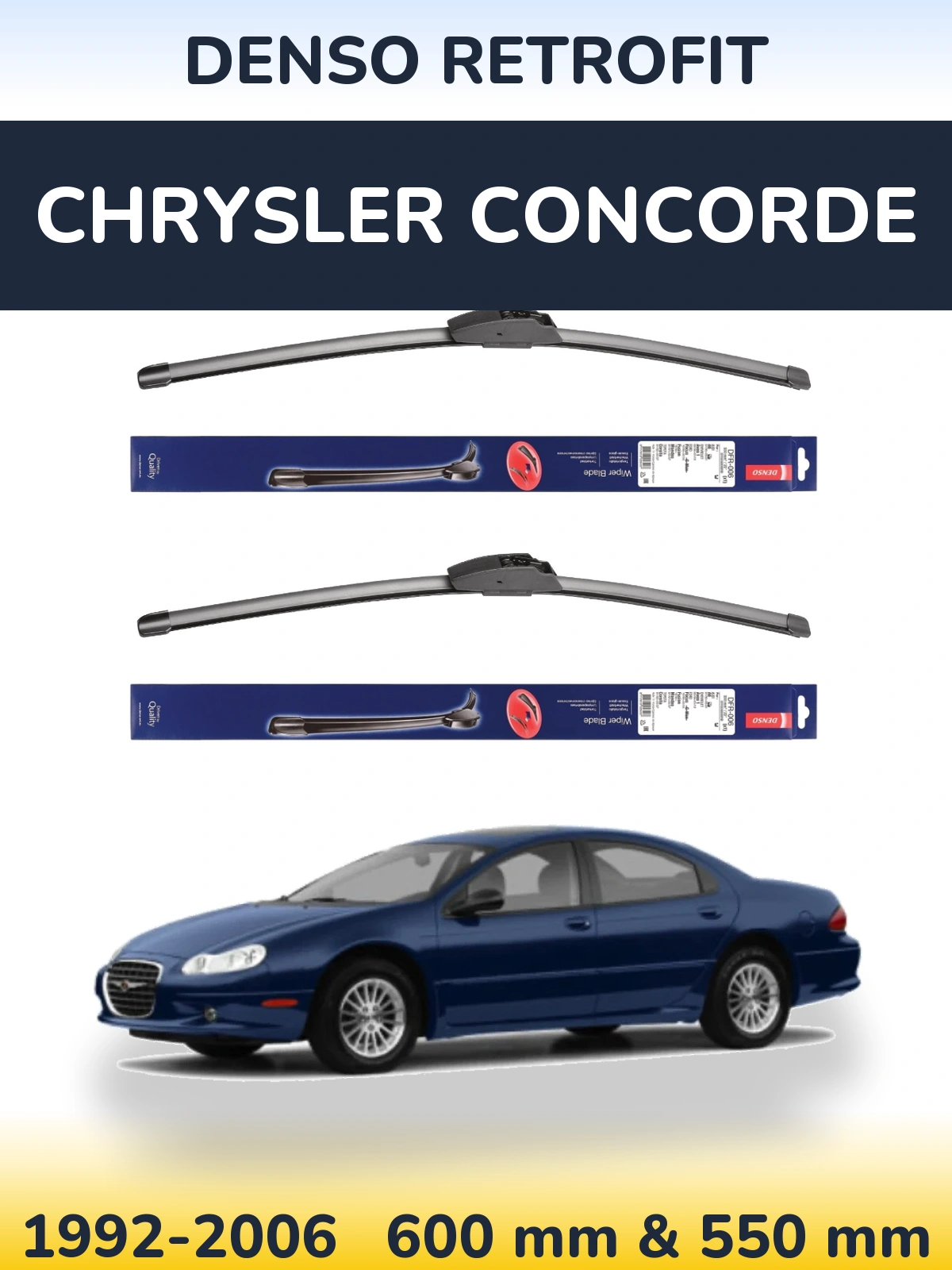 Комплект передних дворников Denso Retrofit 600 & 550 мм для Chrysler Concorde 1992-2006