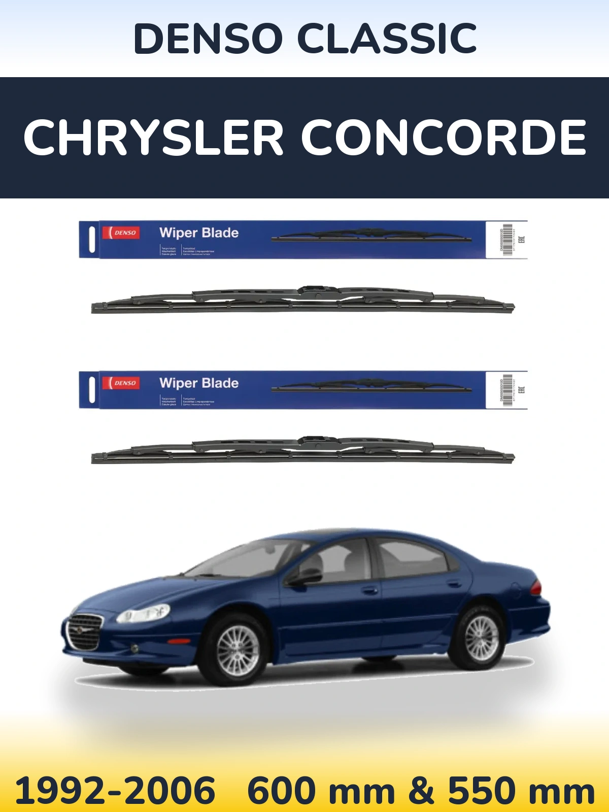 Комплект передніх щіток Denso Classic 600 & 550 мм для Chrysler Concorde 1992-2006