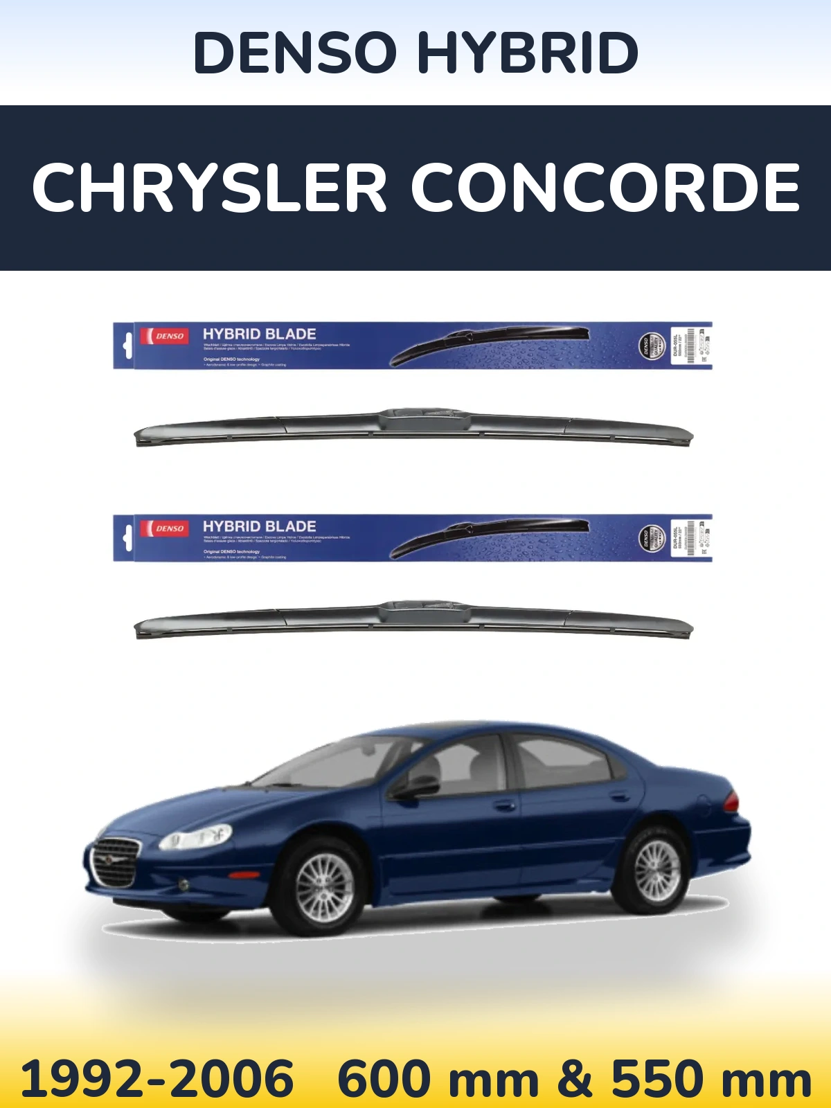 Комплект передних дворников Denso Hybrid 600 & 550 мм для Chrysler Concorde 1992-2006