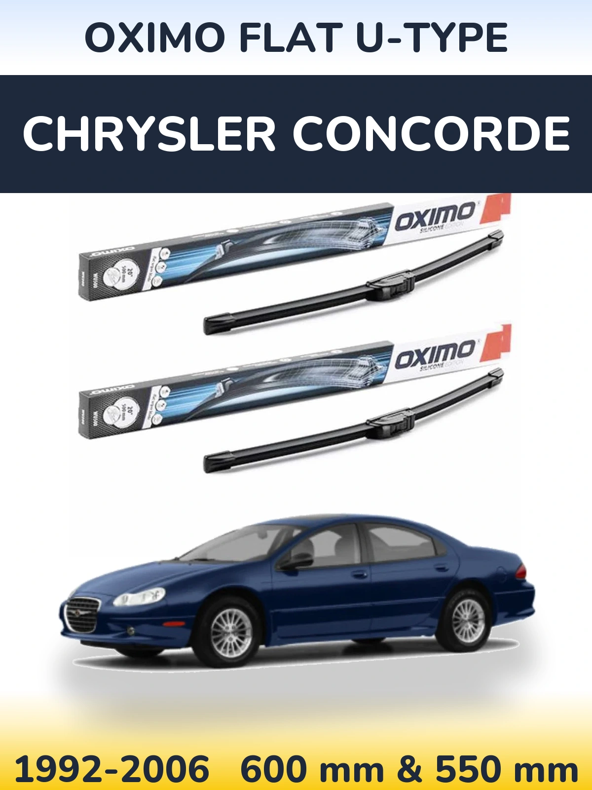 Komplet przednich wycieraczek Oximo Flat U-type 600 & 550 mm do Chrysler Concorde 1992-2006