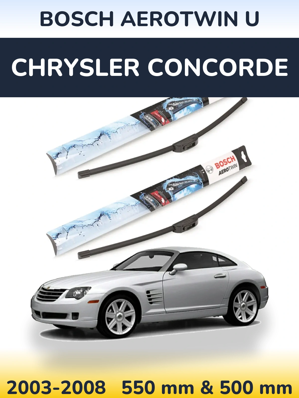 Komplet przednich wycieraczek BOSCH AeroTwin U 550 & 500 mm do Chrysler Concorde 2003-2008