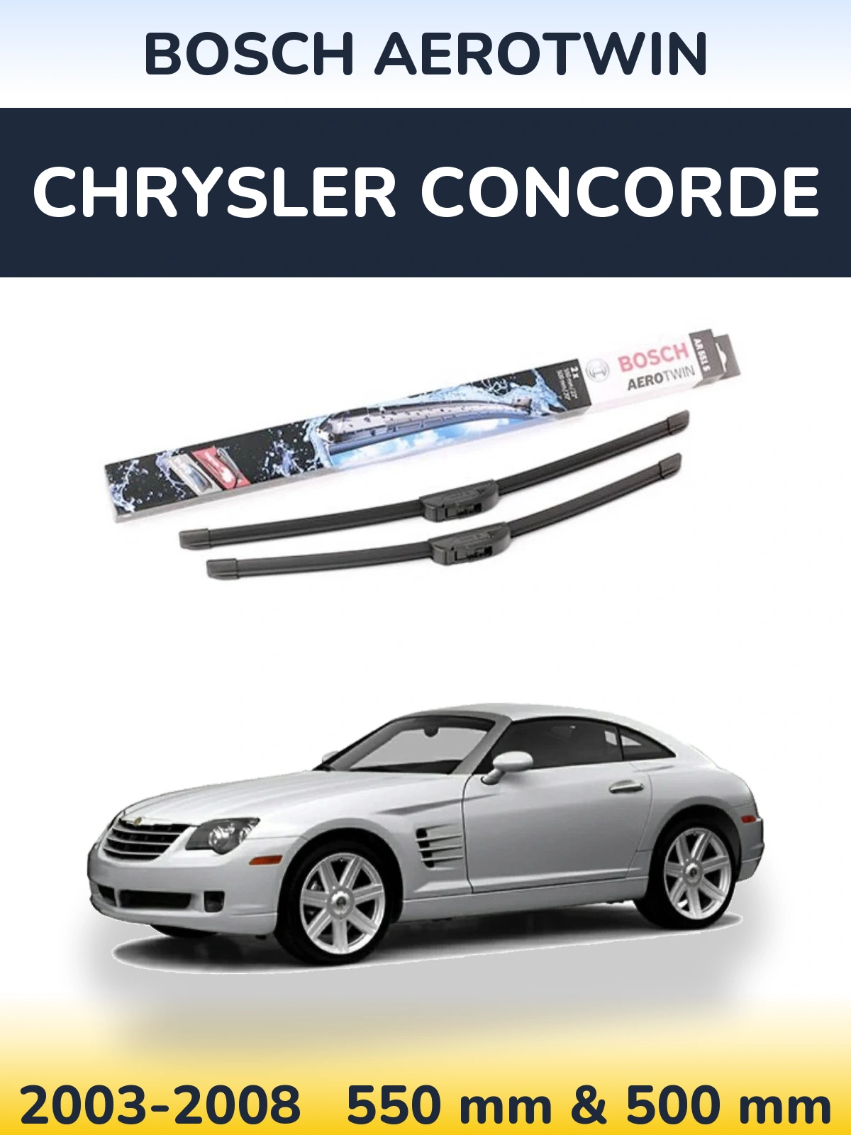 Комплект передних дворников BOSCH AeroTwin 550 & 500 мм для Chrysler Concorde 2003-2008