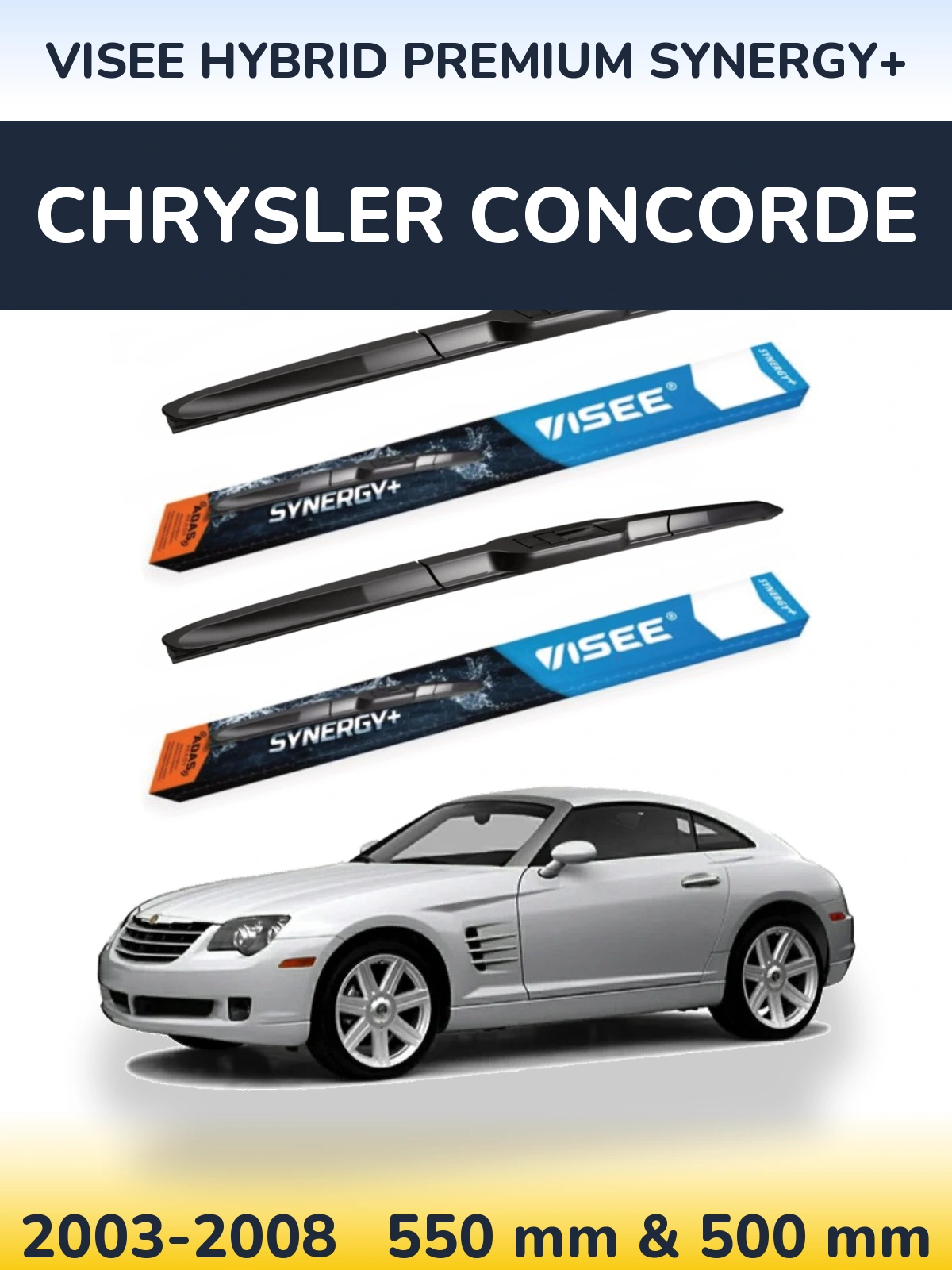 Komplet przednich wycieraczek VISEE HYBRID PREMIUM SYNERGY+ 550 & 500 mm do Chrysler Concorde 2003-2008