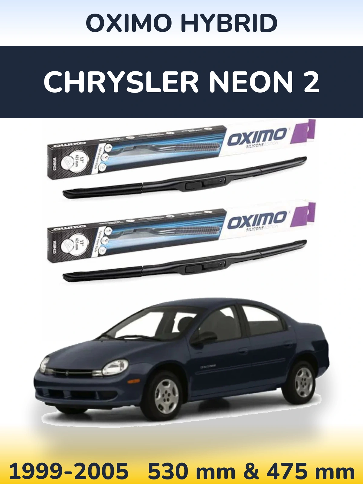 Komplet przednich wycieraczek Oximo Hybrid 530 & 475 mm do Chrysler Neon 2 1999-2005