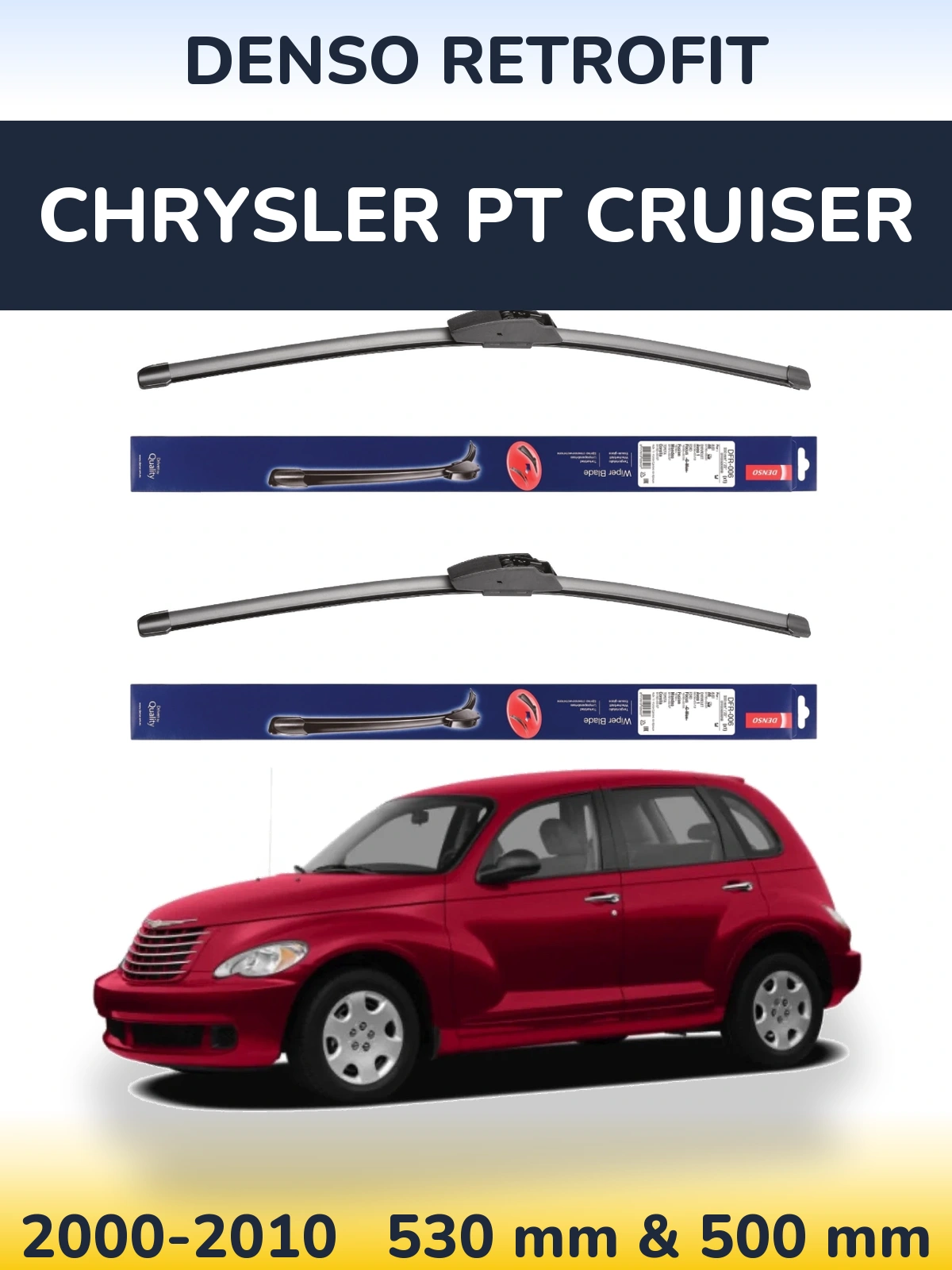 Komplet przednich wycieraczek Denso Retrofit 530 & 500 mm do Chrysler PT Cruiser 2000-2010