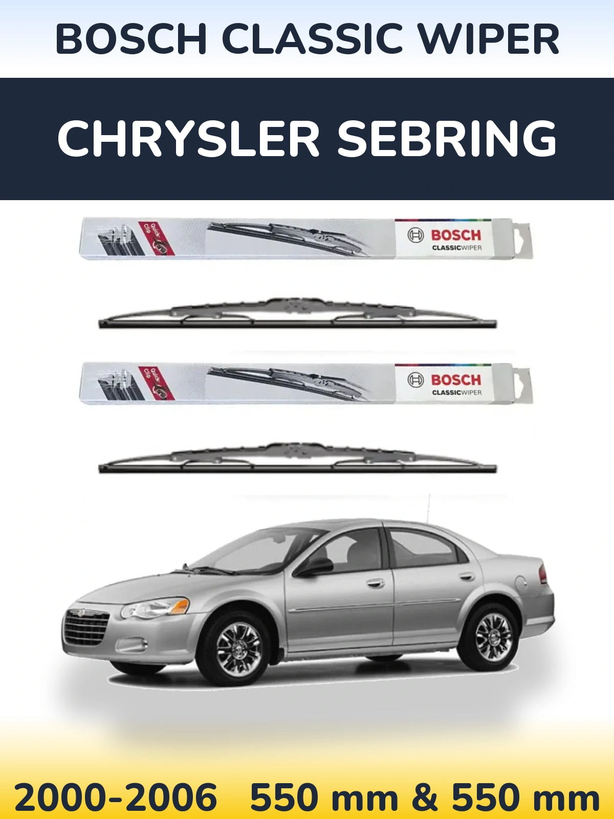 Комплект передних дворников BOSCH Classic Wiper 550 & 550 мм для Chrysler Sebring 2000-2006