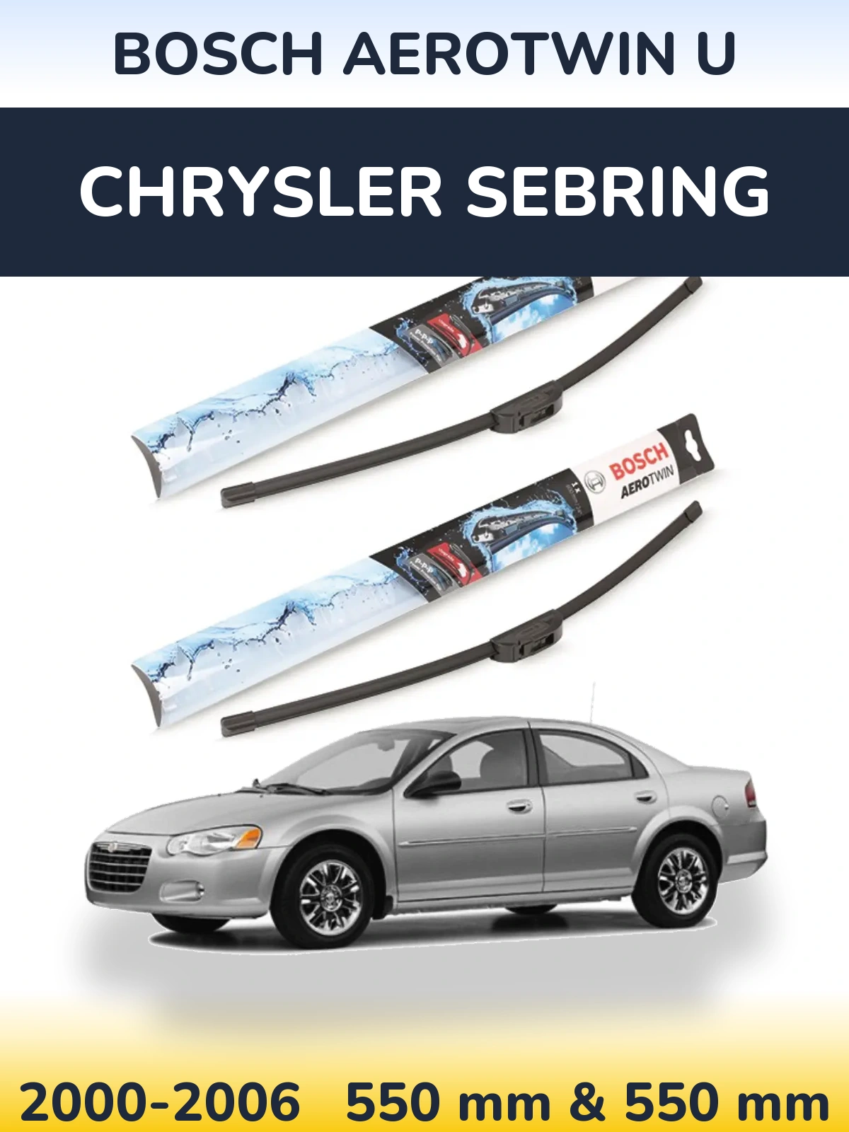 Комплект передних дворников BOSCH AeroTwin U 550 & 550 мм для Chrysler Sebring 2000-2006