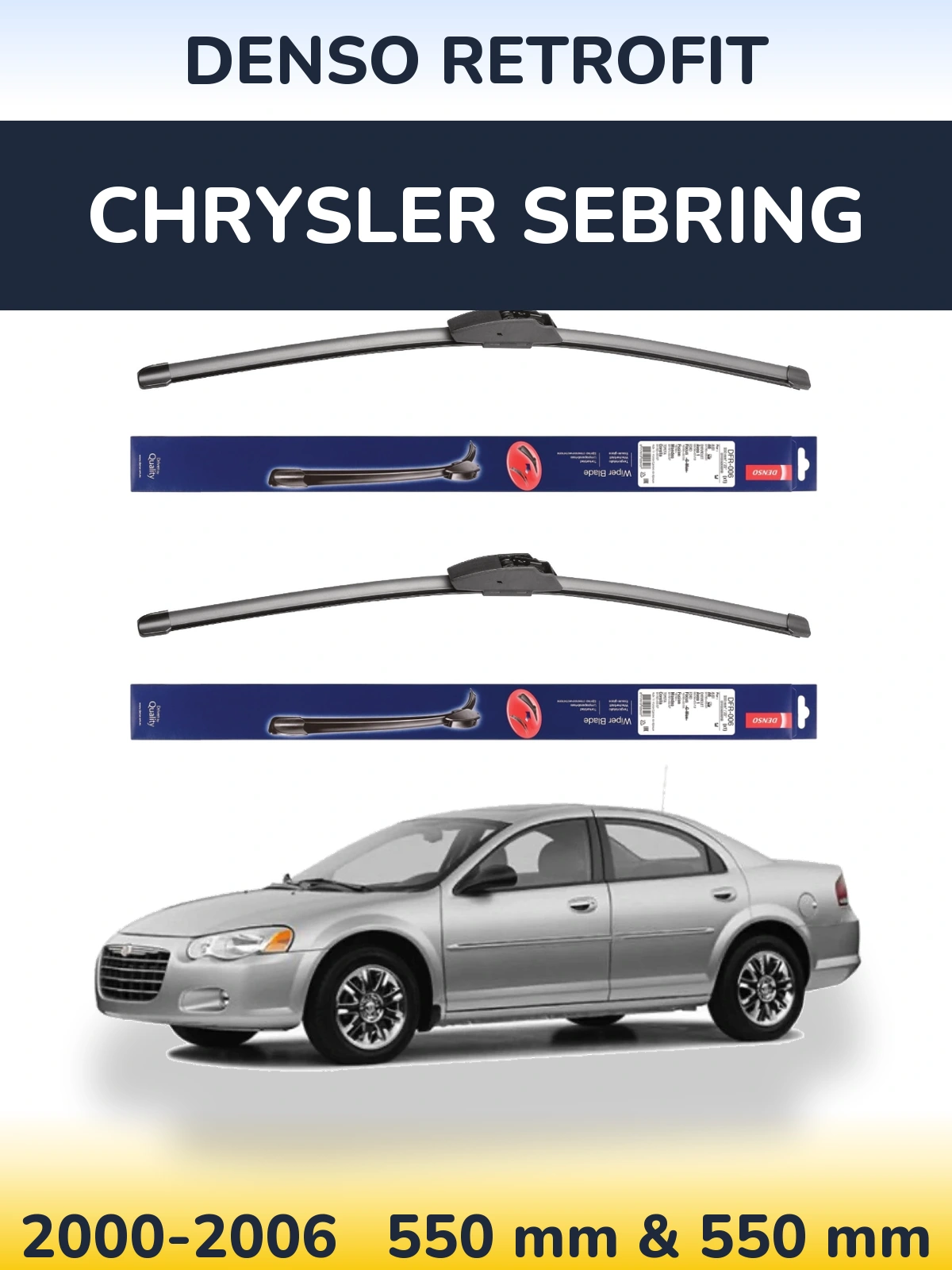 Комплект передніх щіток Denso Retrofit 550 & 550 мм для Chrysler Sebring 2000-2006