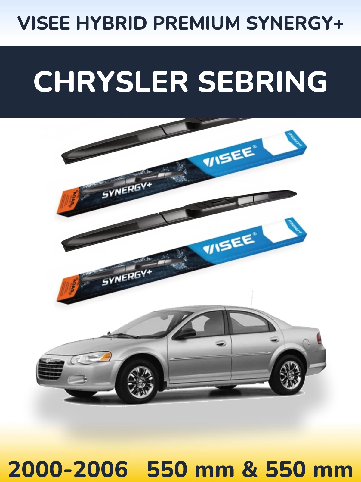 Komplet przednich wycieraczek VISEE HYBRID PREMIUM SYNERGY+ 550 & 550 mm do Chrysler Sebring 2000-2006