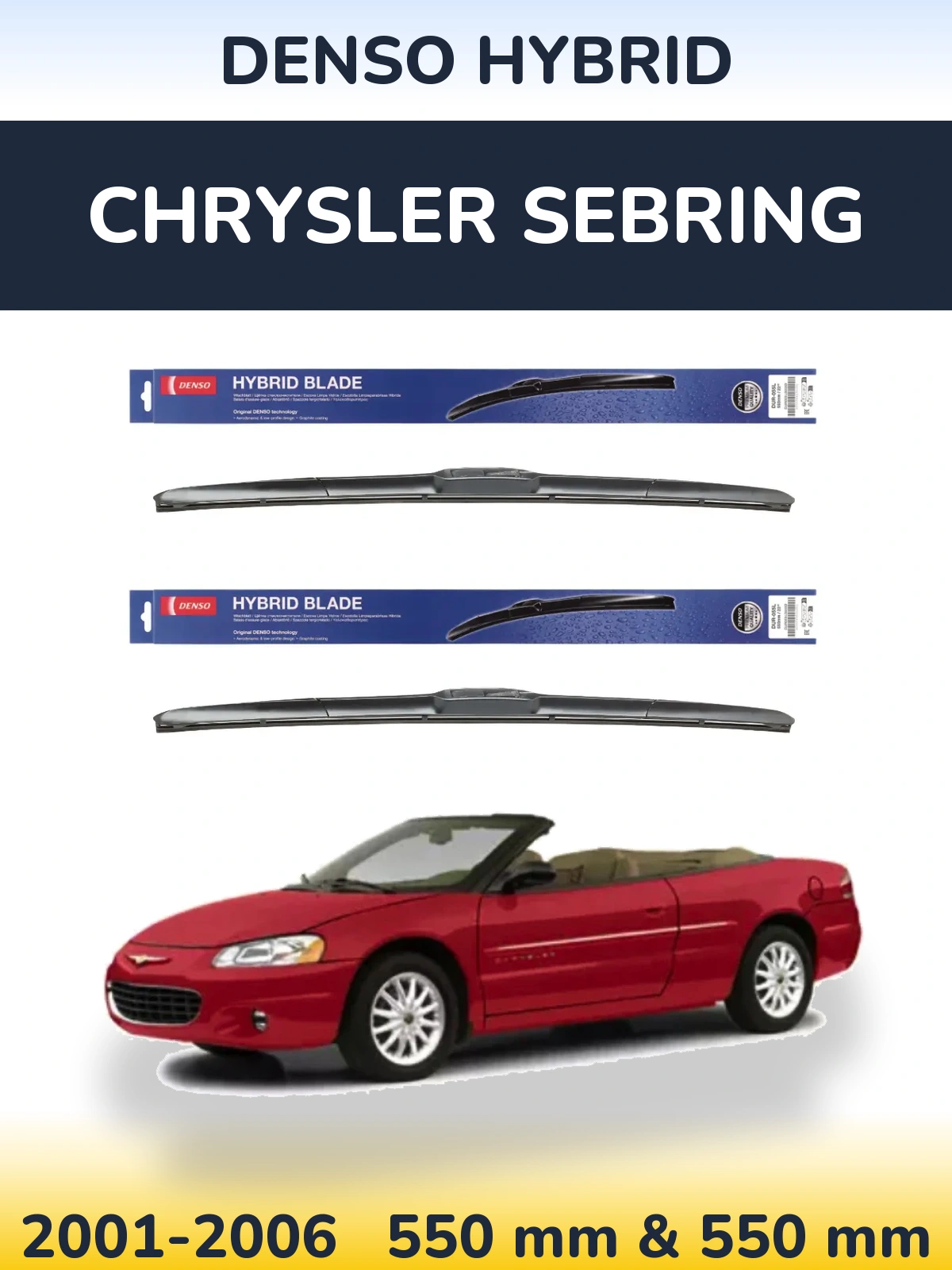 Komplet przednich wycieraczek Denso Hybrid 550 & 550 mm do Chrysler Sebring 2001-2006