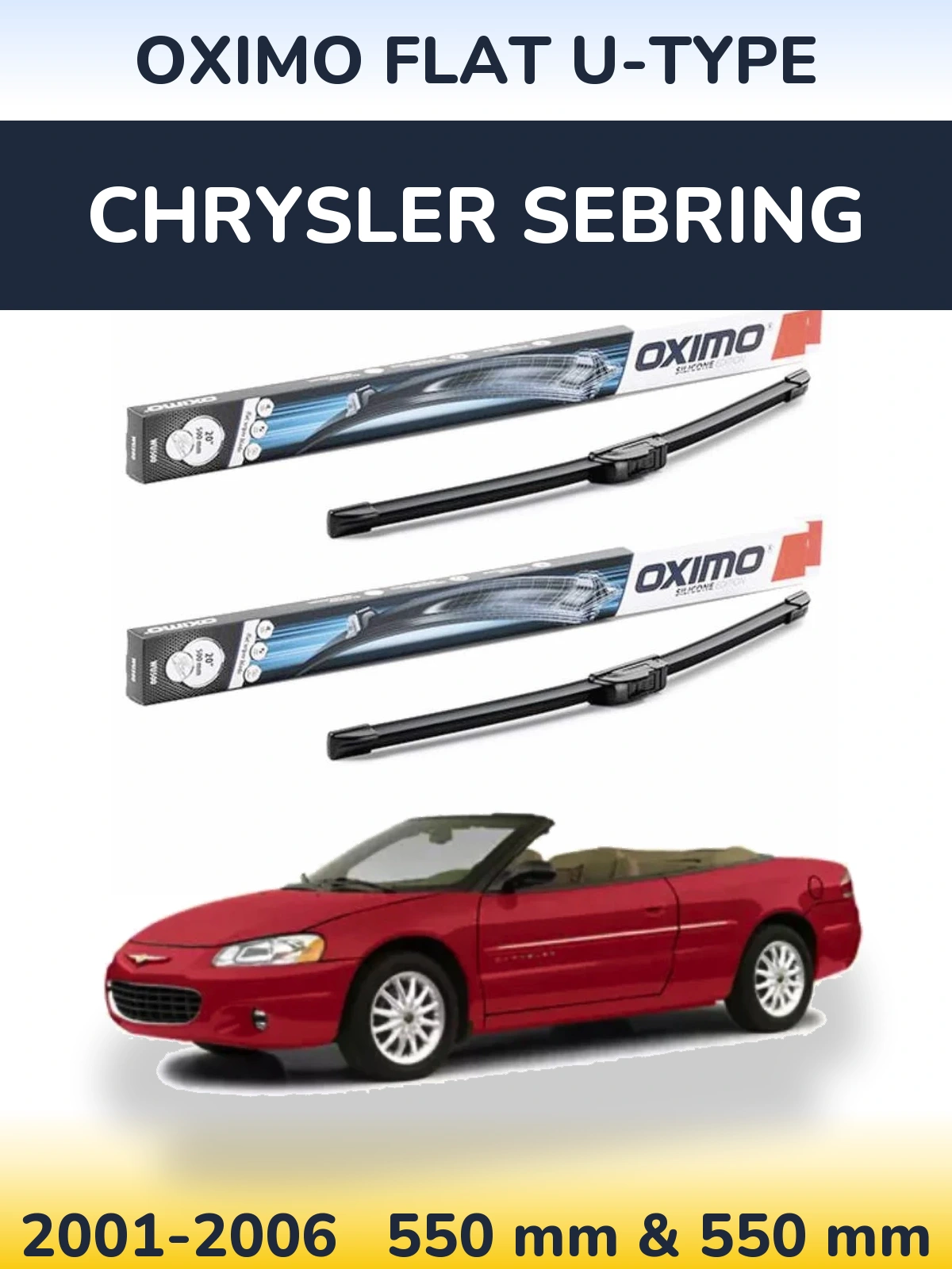 Komplet przednich wycieraczek Oximo Flat U-type 550 & 550 mm do Chrysler Sebring 2001-2006