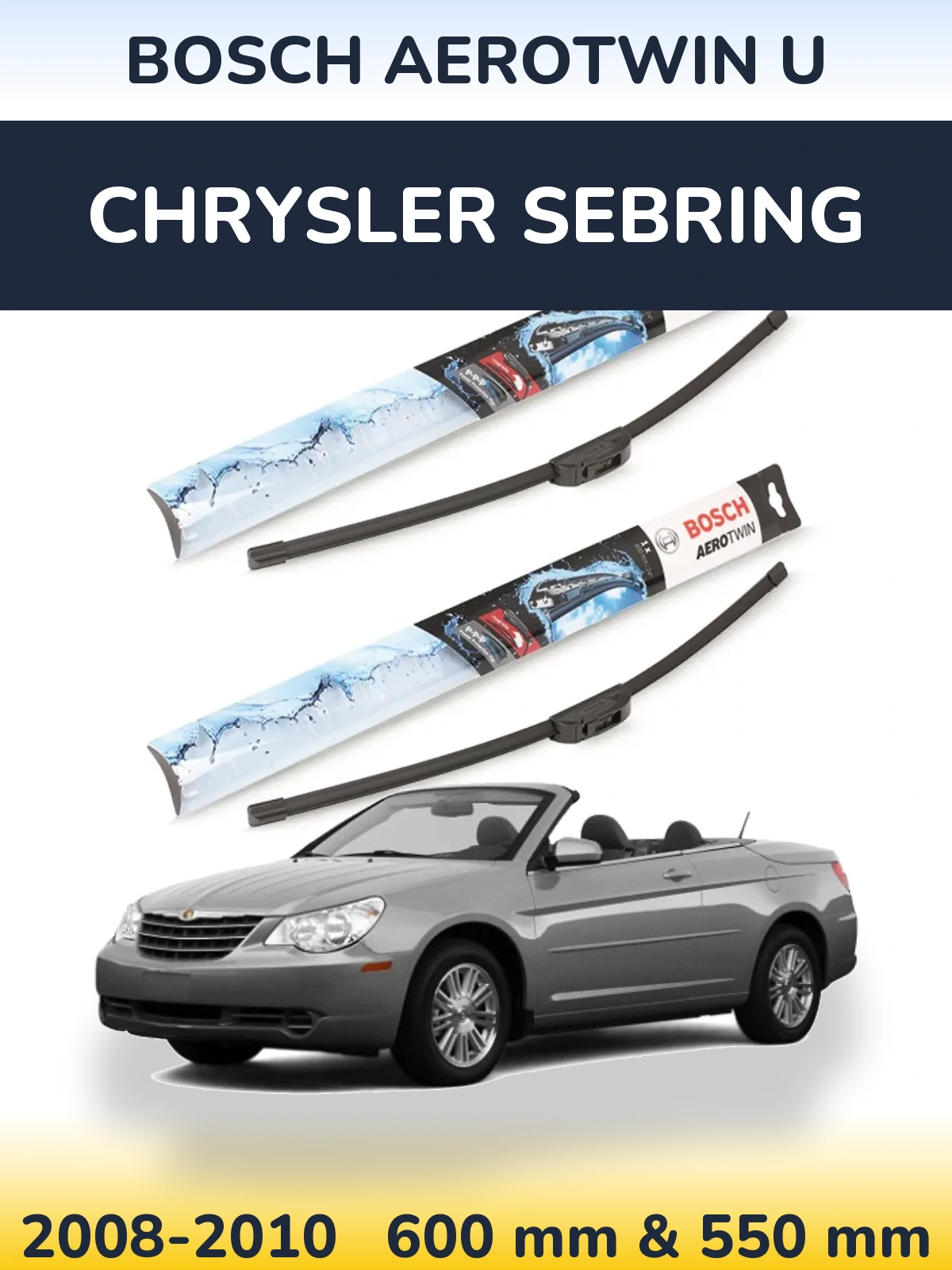 Komplet przednich wycieraczek BOSCH AeroTwin U 600 & 550 mm do Chrysler Sebring 2008-2010