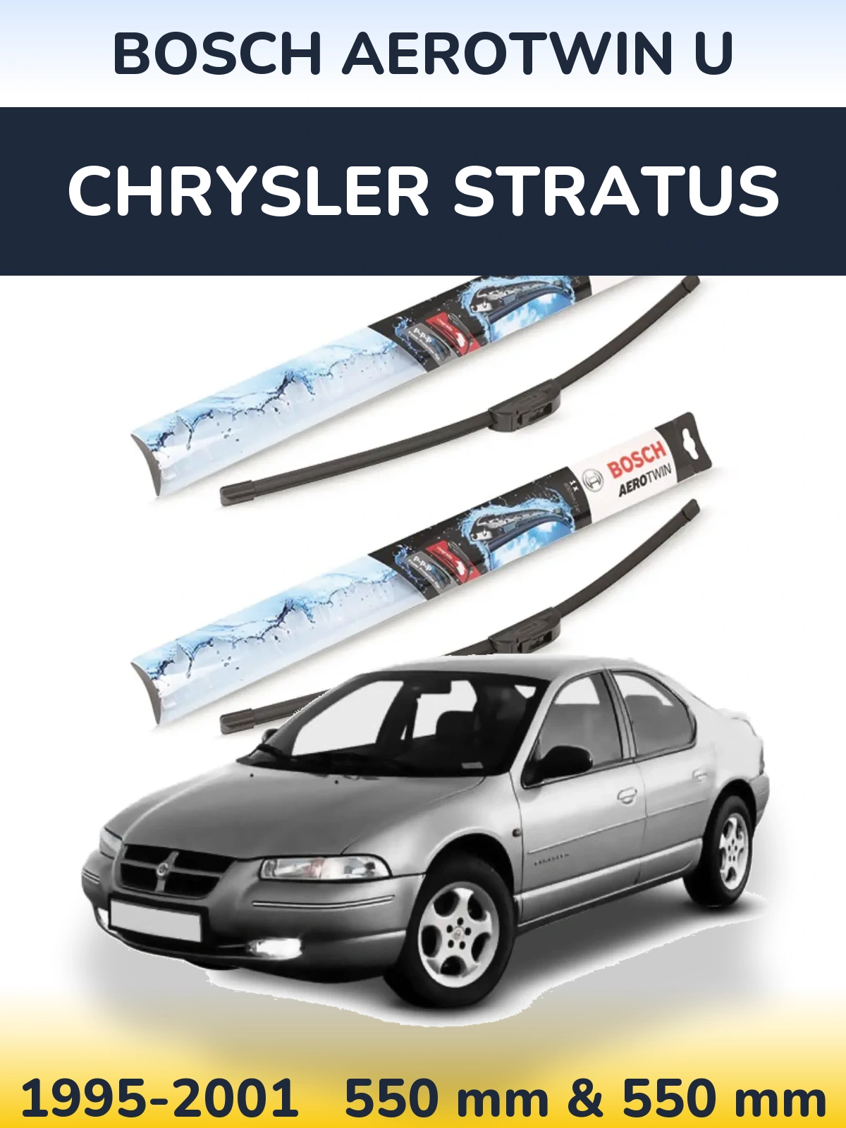 Komplet przednich wycieraczek BOSCH AeroTwin U 550 & 550 mm do Chrysler Stratus 1995-2001