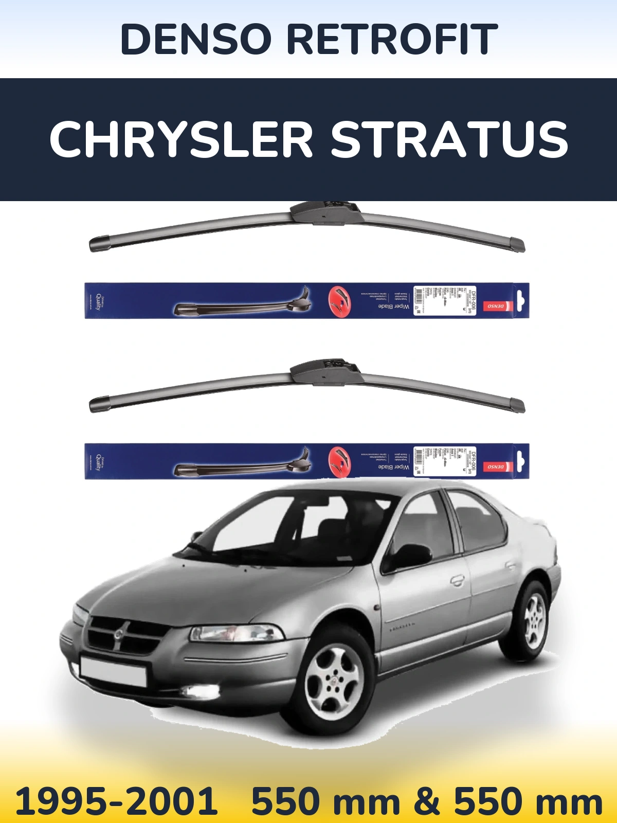 Front wiper blade set Denso Retrofit 550 & 550 mm for Chrysler Stratus 1995-2001