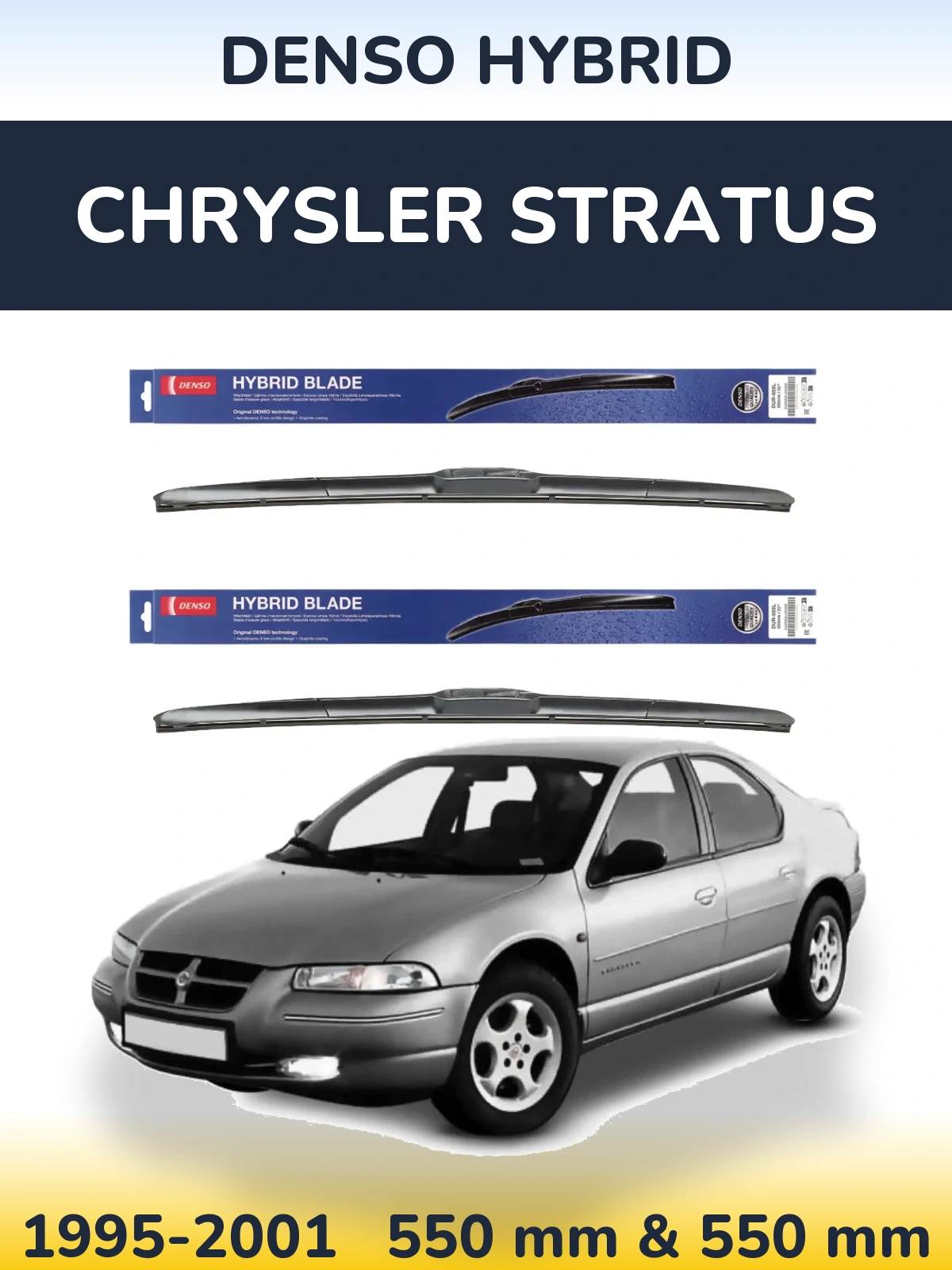 Front wiper blade set Denso Hybrid 550 & 550 mm for Chrysler Stratus 1995-2001