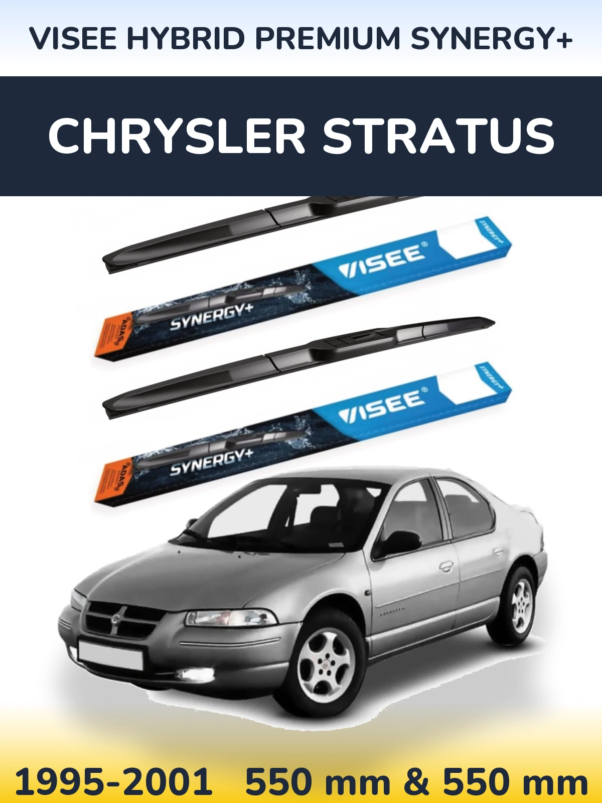 Front wiper blade set VISEE HYBRID PREMIUM SYNERGY+ 550 & 550 mm for Chrysler Stratus 1995-2001