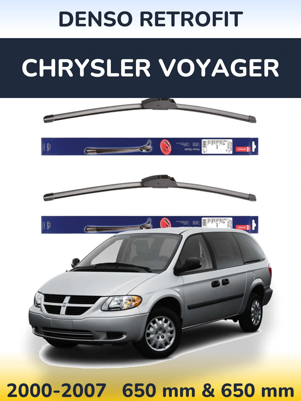 Komplet przednich wycieraczek Denso Retrofit 650 & 650 mm do Chrysler Voyager 2000-2007