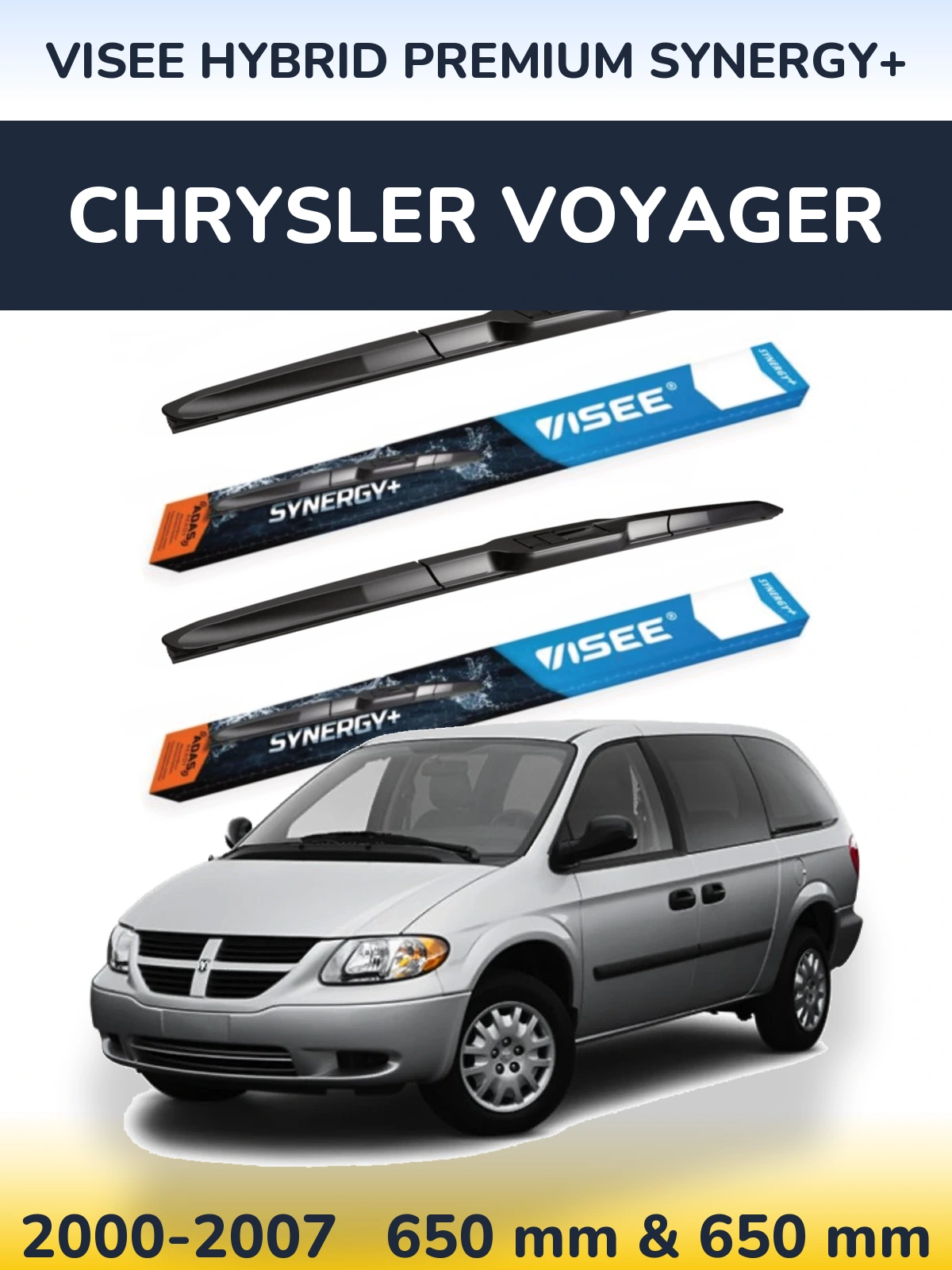 Komplet przednich wycieraczek VISEE HYBRID PREMIUM SYNERGY+ 650 & 650 mm do Chrysler Voyager 2000-2007