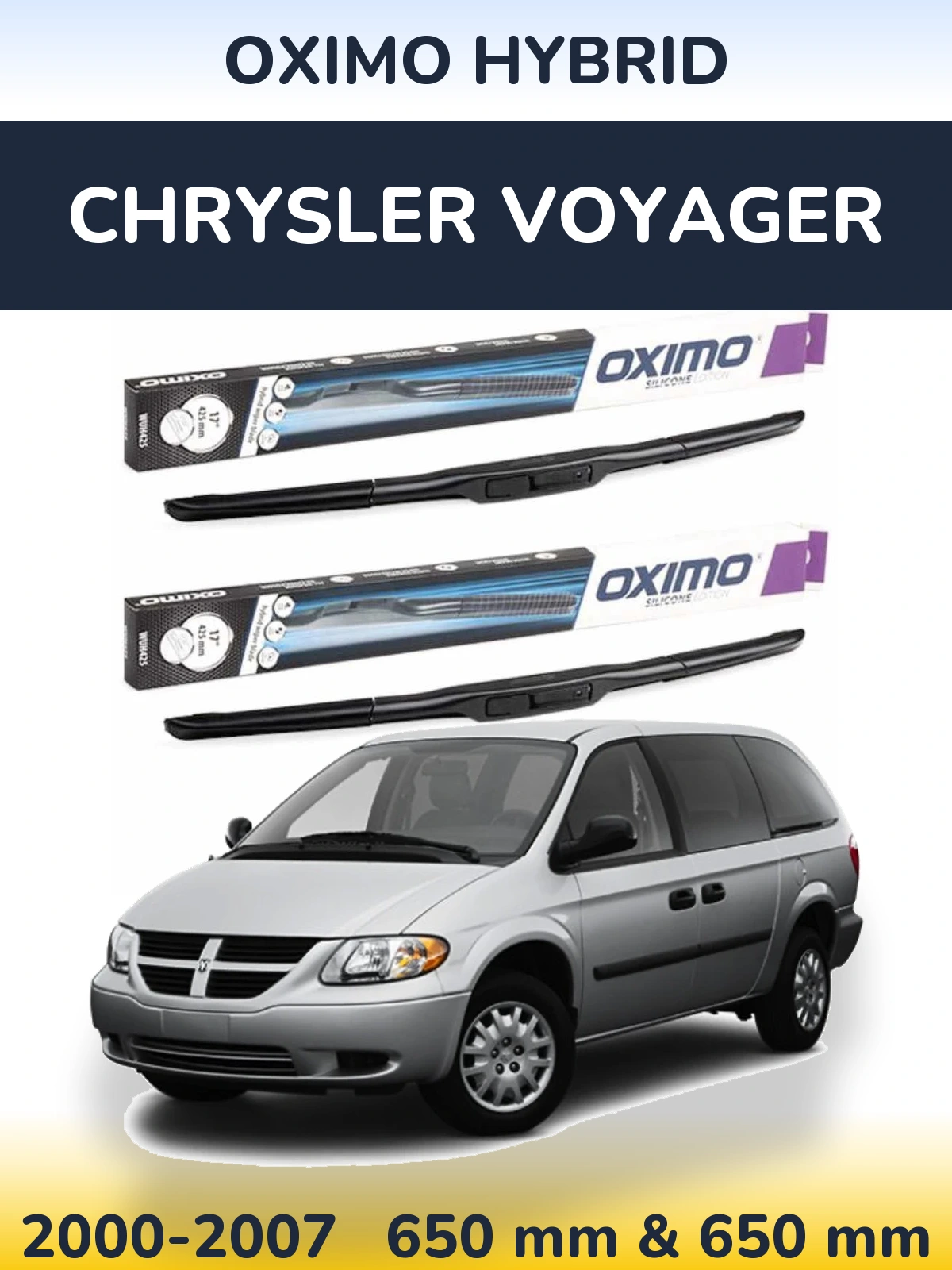 Komplet przednich wycieraczek Oximo Hybrid 650 & 650 mm do Chrysler Voyager 2000-2007