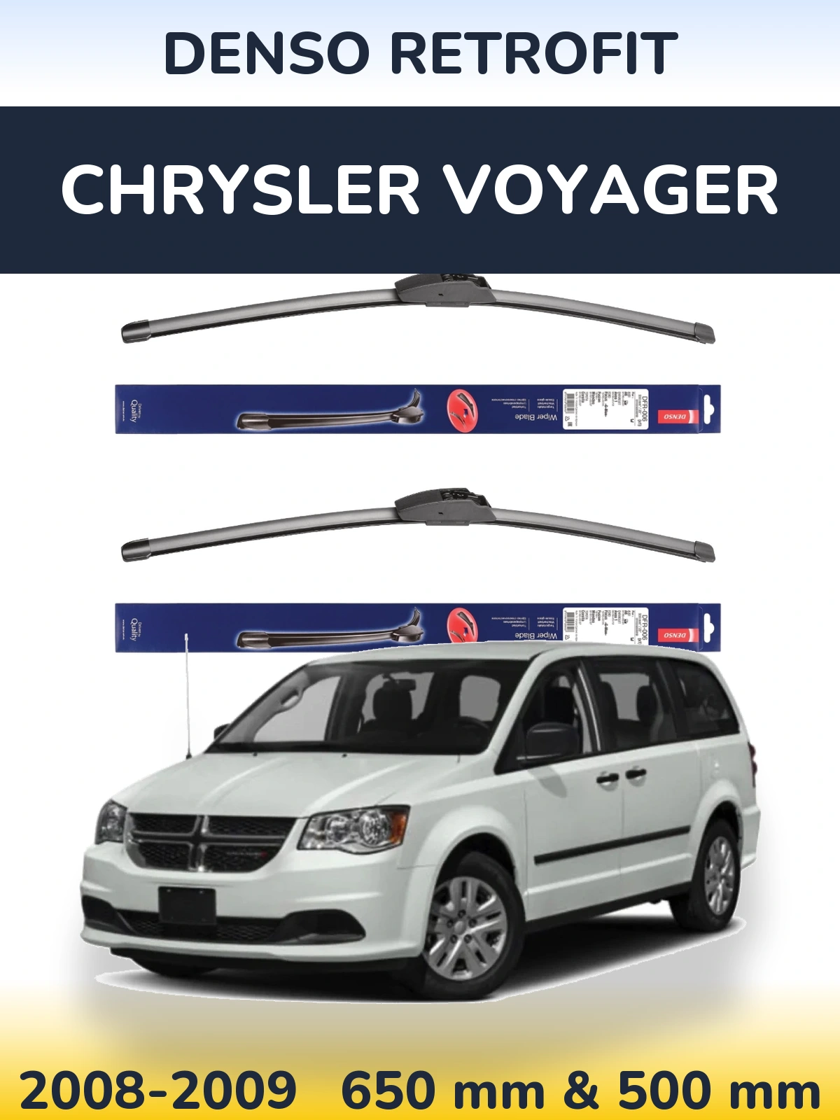 Комплект передних дворников Denso Retrofit 650 & 500 мм для Chrysler Voyager 2008-2009