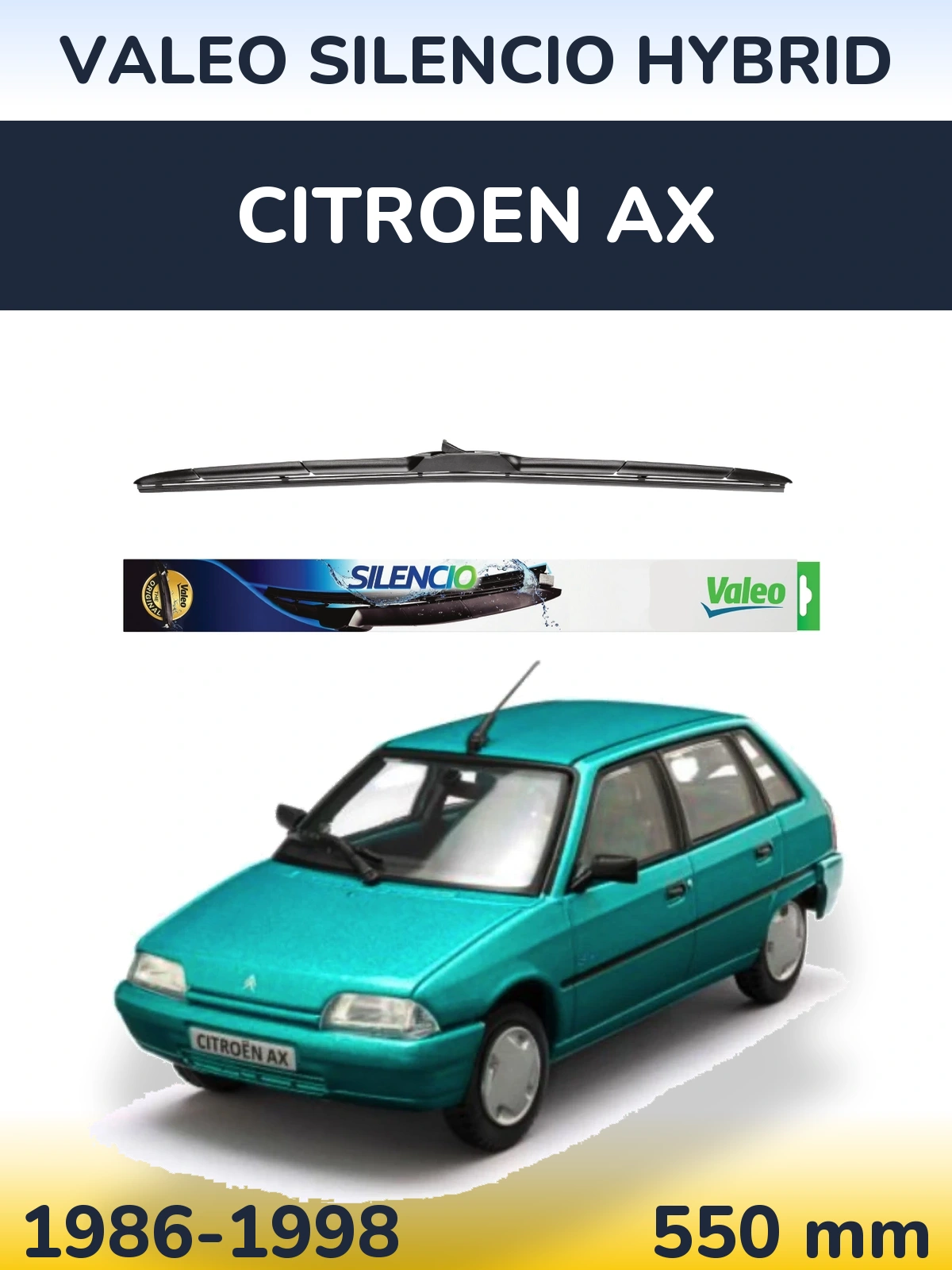 Przednia wycieraczka Valeo Silencio Hybrid 550 mm do Citroen AX 1986-1998