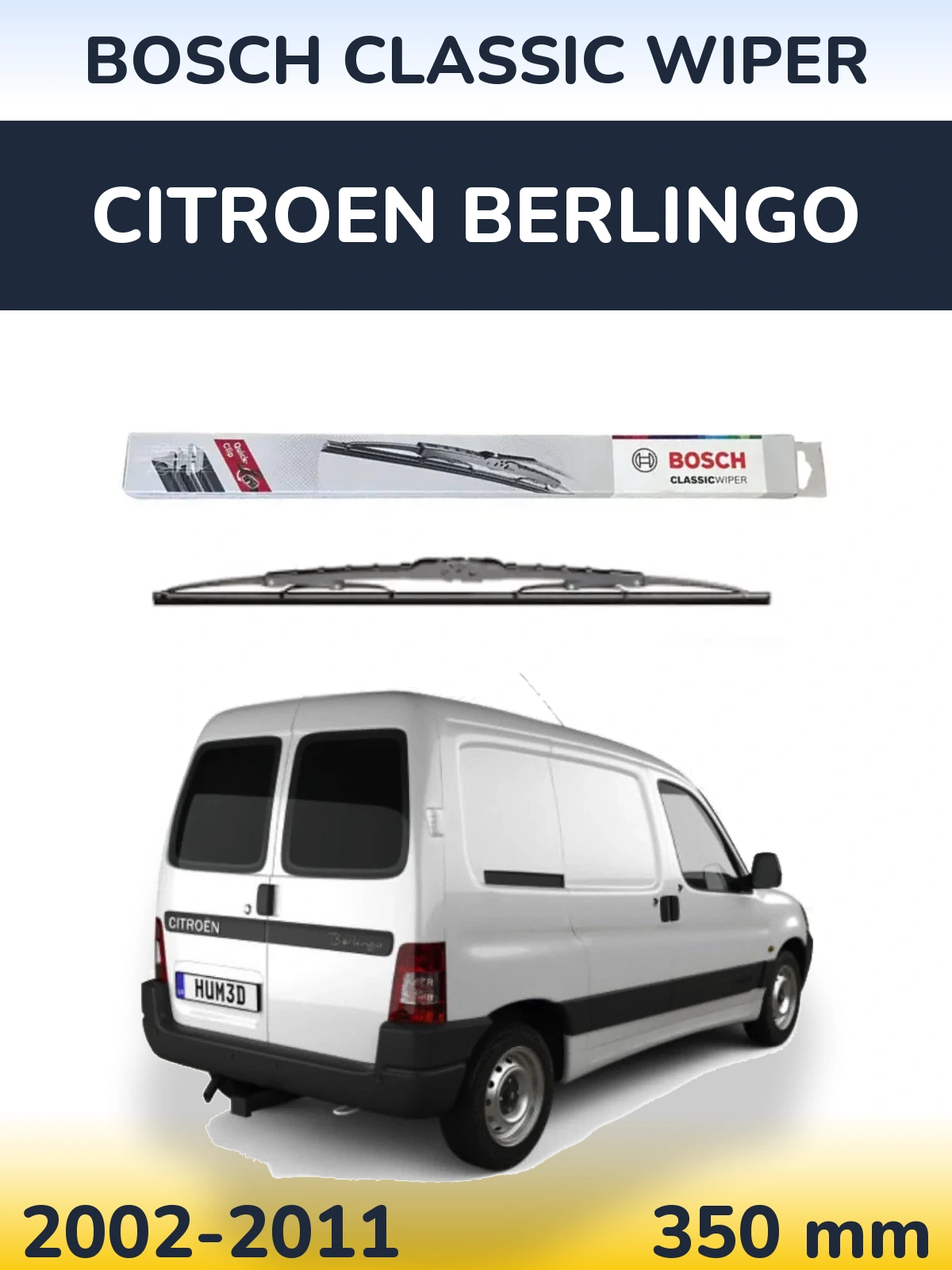 Rear wiper blade BOSCH Classic Wiper 340 mm for Citroen Berlingo 2002-2011