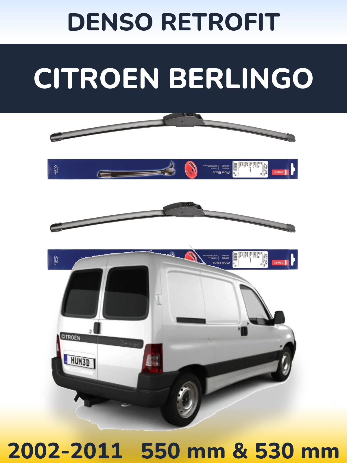 Komplet przednich wycieraczek Denso Retrofit 550 & 530 mm do Citroen Berlingo 2002-2011