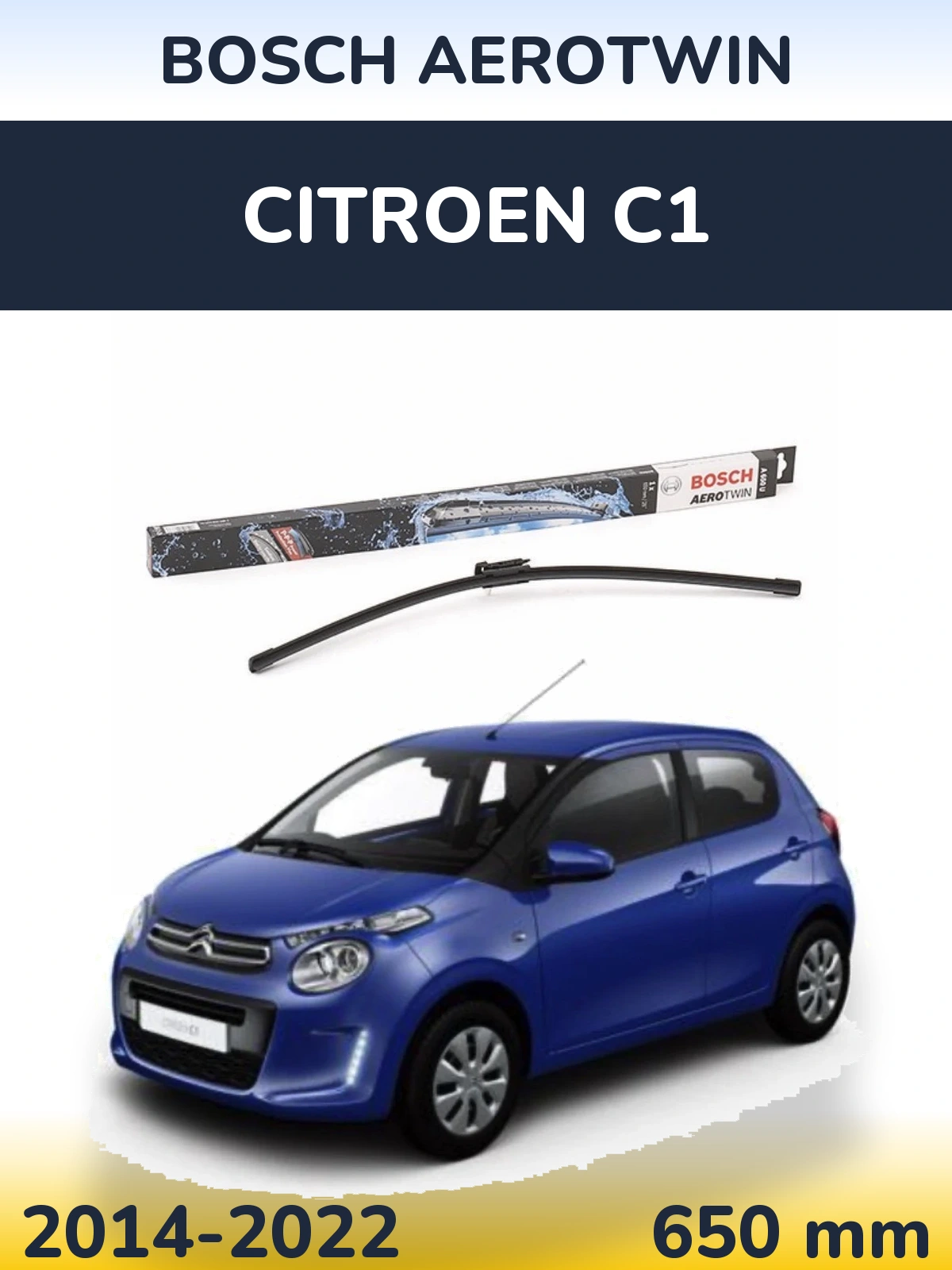 Przednia wycieraczka BOSCH AeroTwin 650 mm do Citroen C1 2014-2022