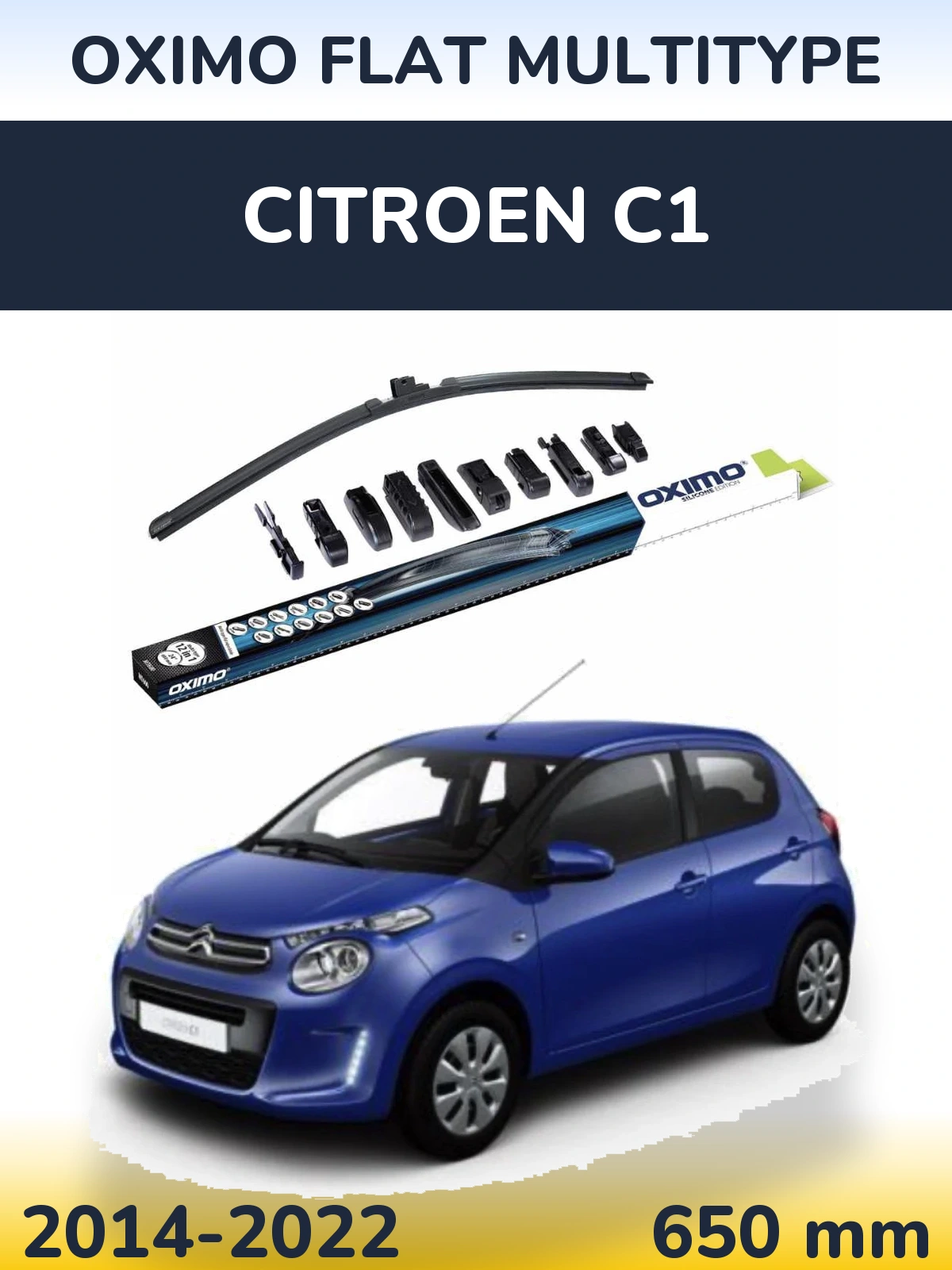 Front wiper blade Oximo Flat MultiTypee 650 mm for Citroen C1 2014-2022