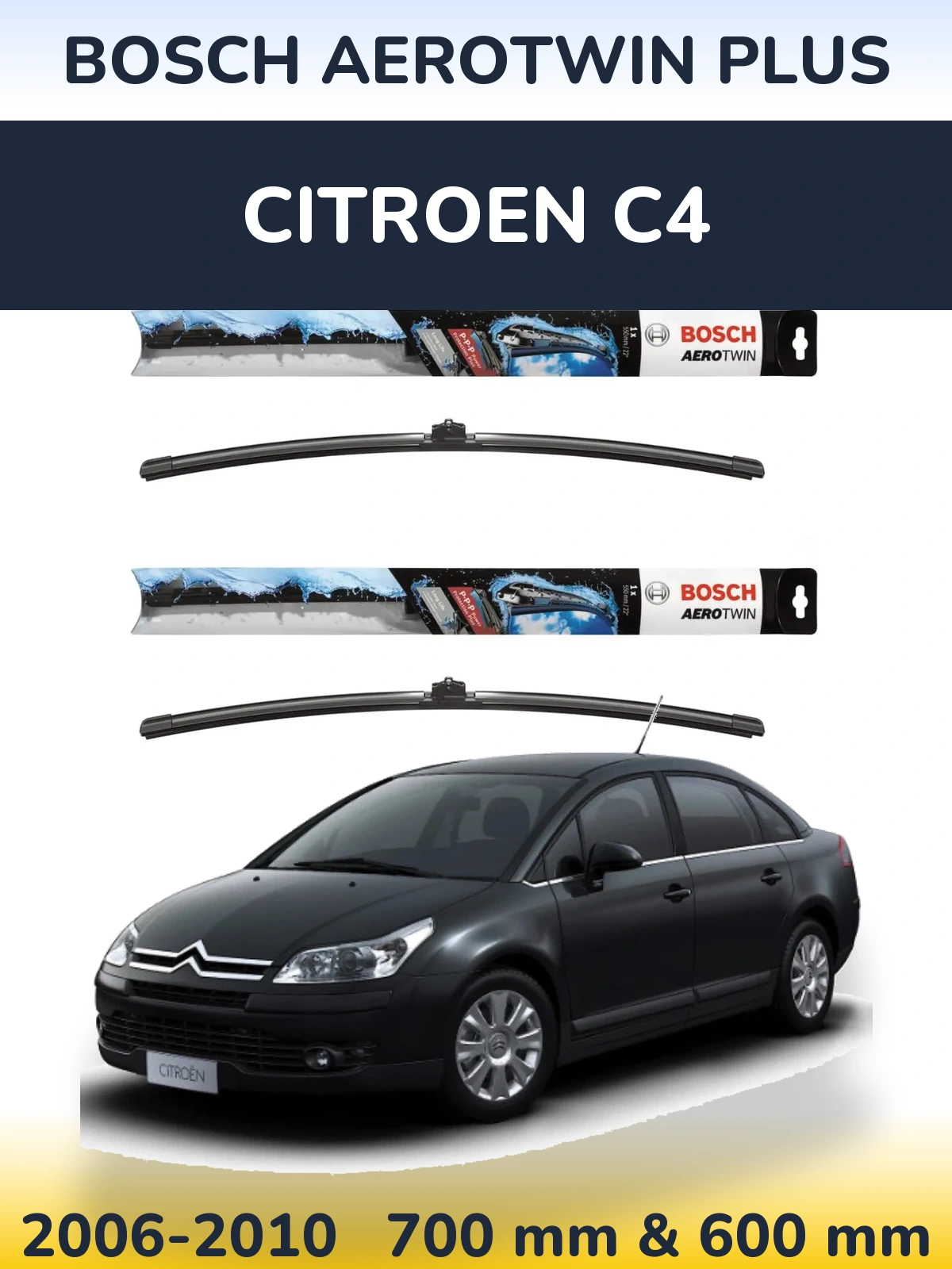 Komplet przednich wycieraczek BOSCH AeroTwin Plus 700 & 600 mm do Citroen C4 2006-2010