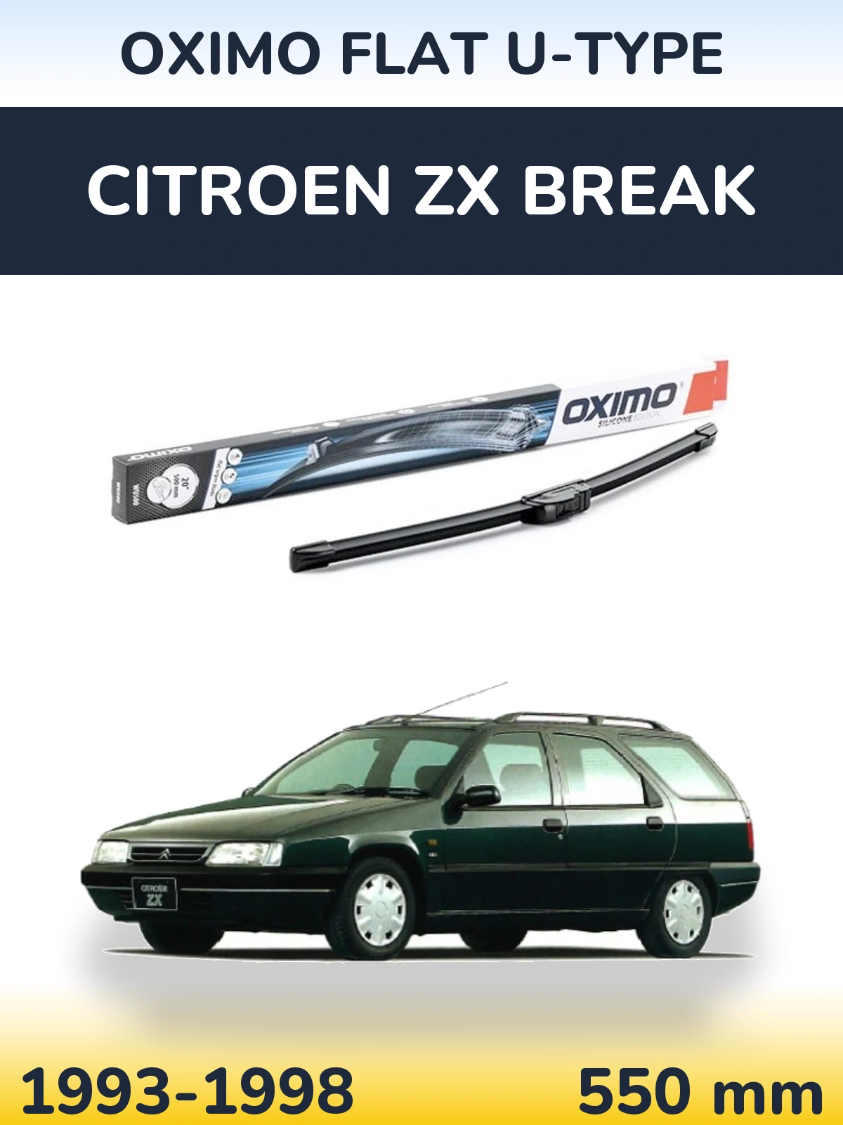 Przednia wycieraczka Oximo Flat U-type 550 mm do Citroen ZX Break 1993-1998