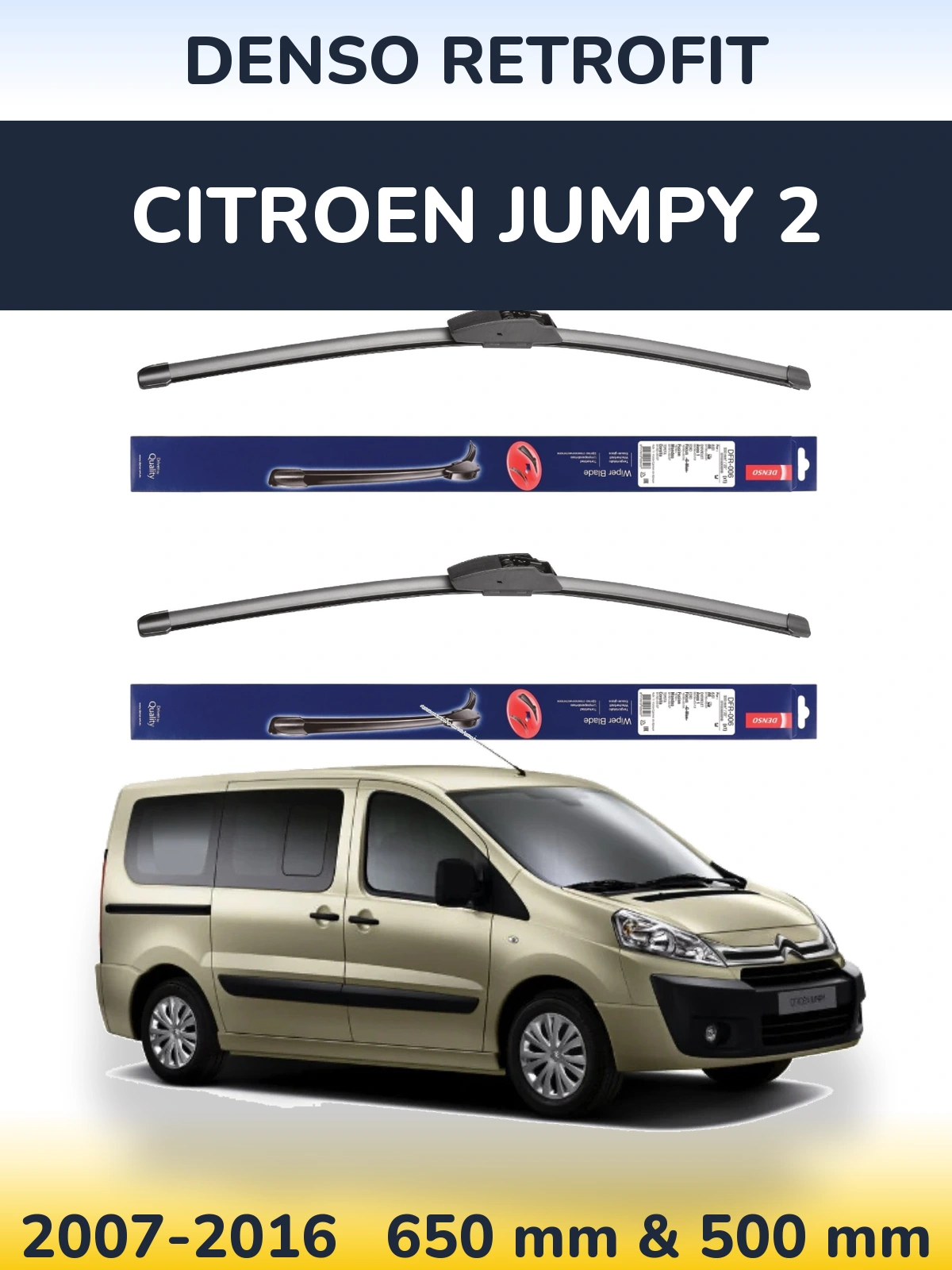 Комплект передних дворников Denso Retrofit 650 & 500 мм для Citroen Jumpy 2 2007-2016