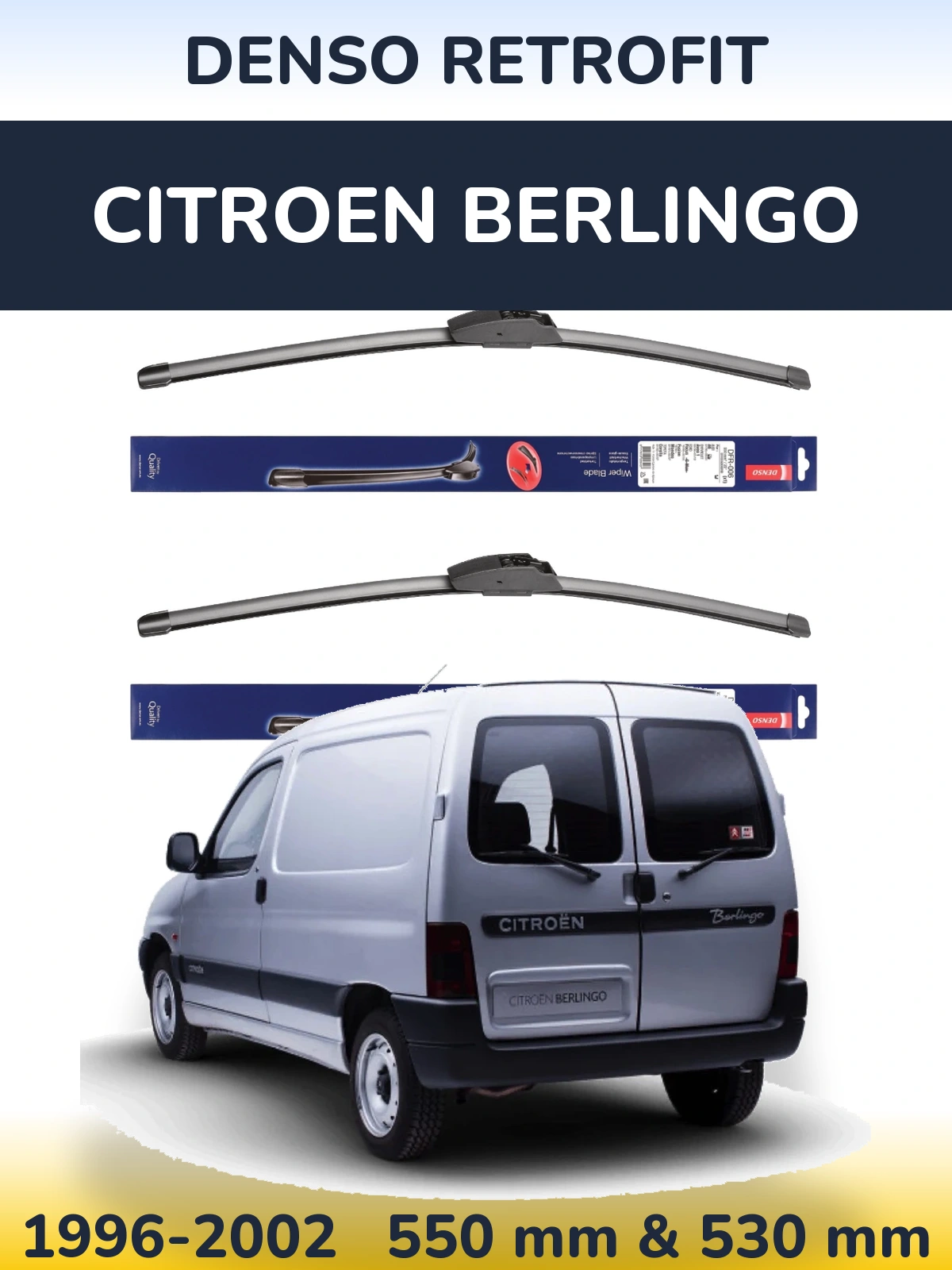 Komplet przednich wycieraczek Denso Retrofit 550 & 530 mm do Citroen Berlingo 1996-2002
