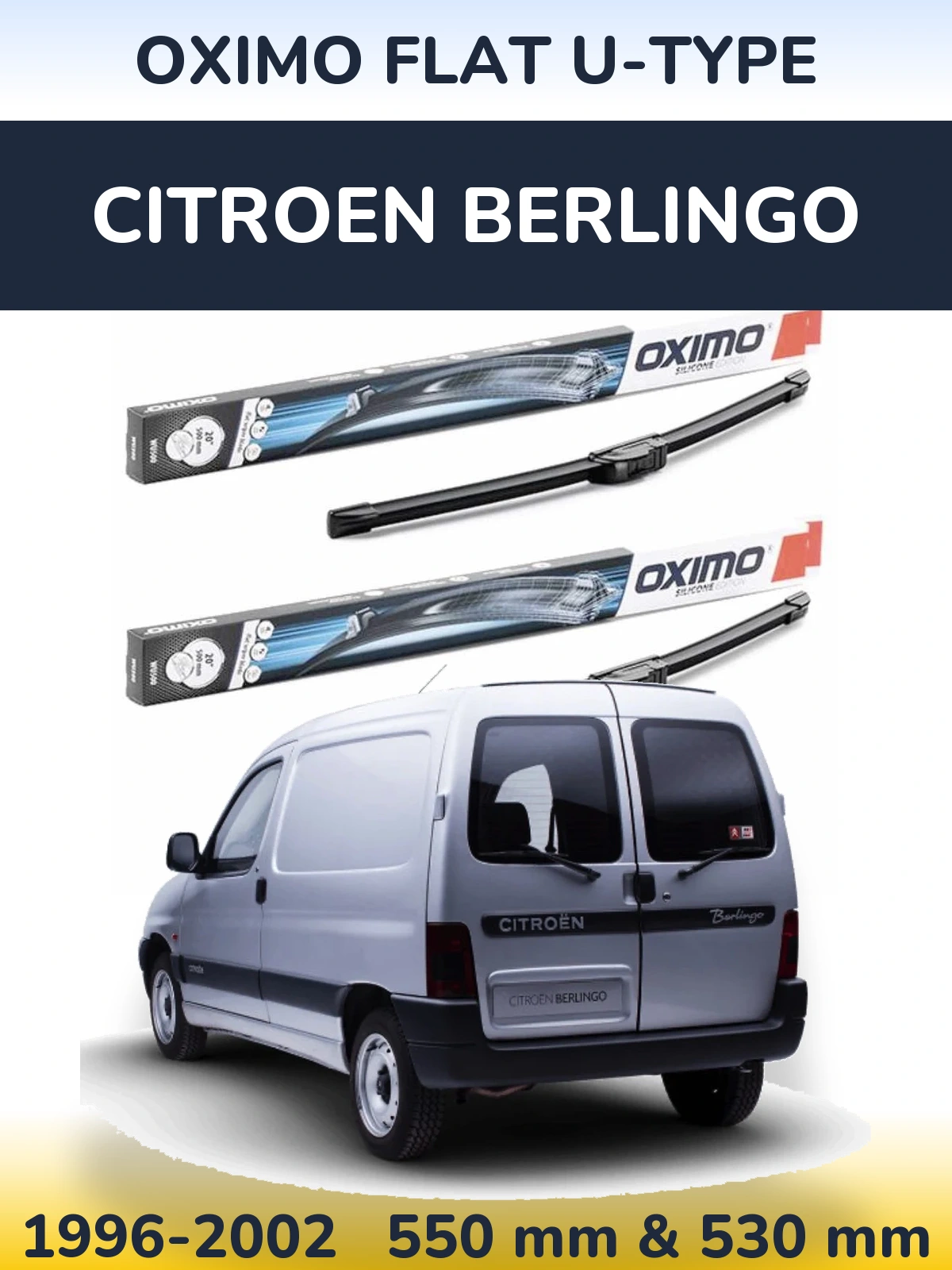 Komplet przednich wycieraczek Oximo Flat U-type 550 & 530 mm do Citroen Berlingo 1996-2002