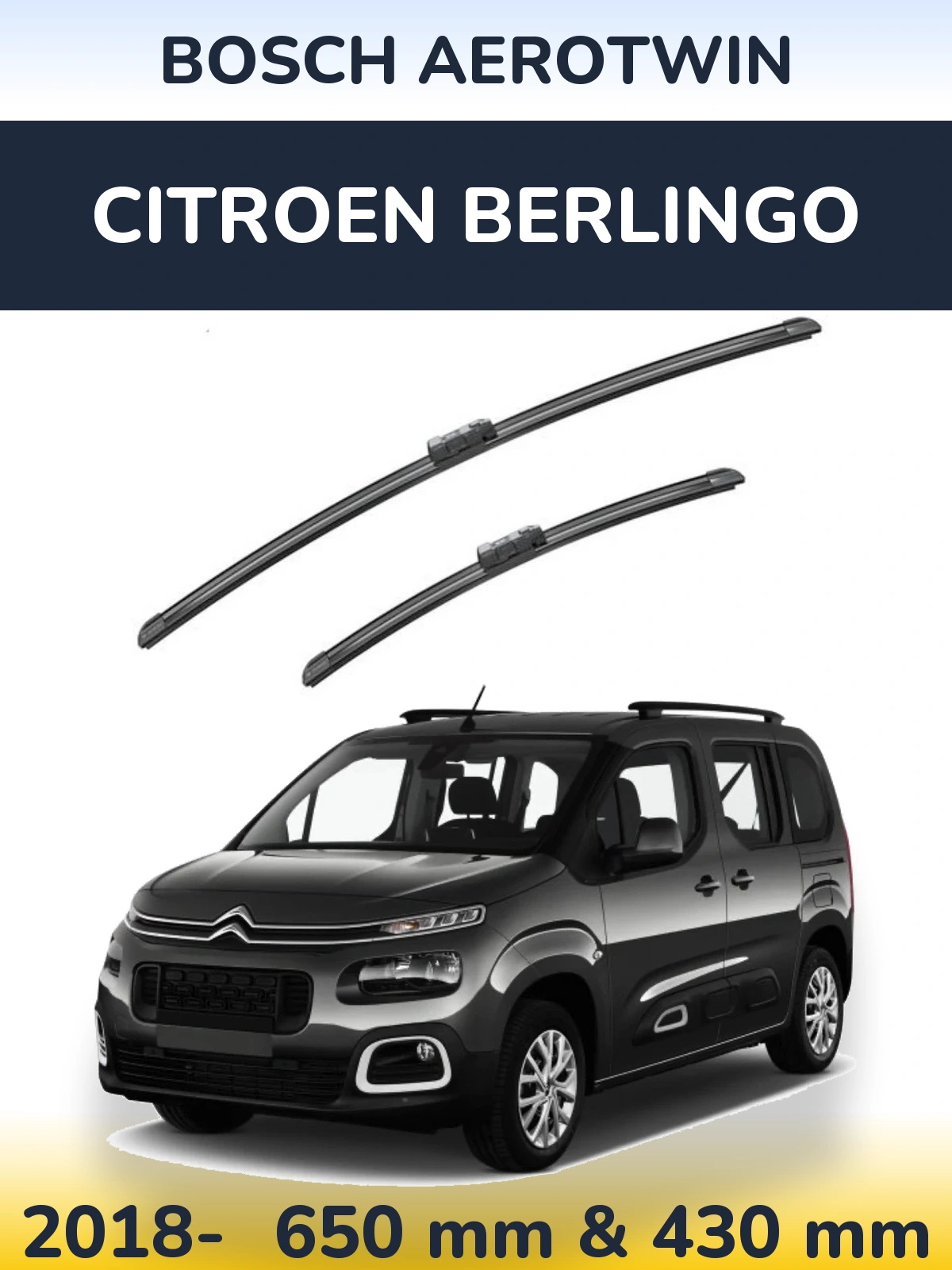 Komplet przednich wycieraczek BOSCH AeroTwin 650 & 430 mm do Citroen Berlingo 2018-2026