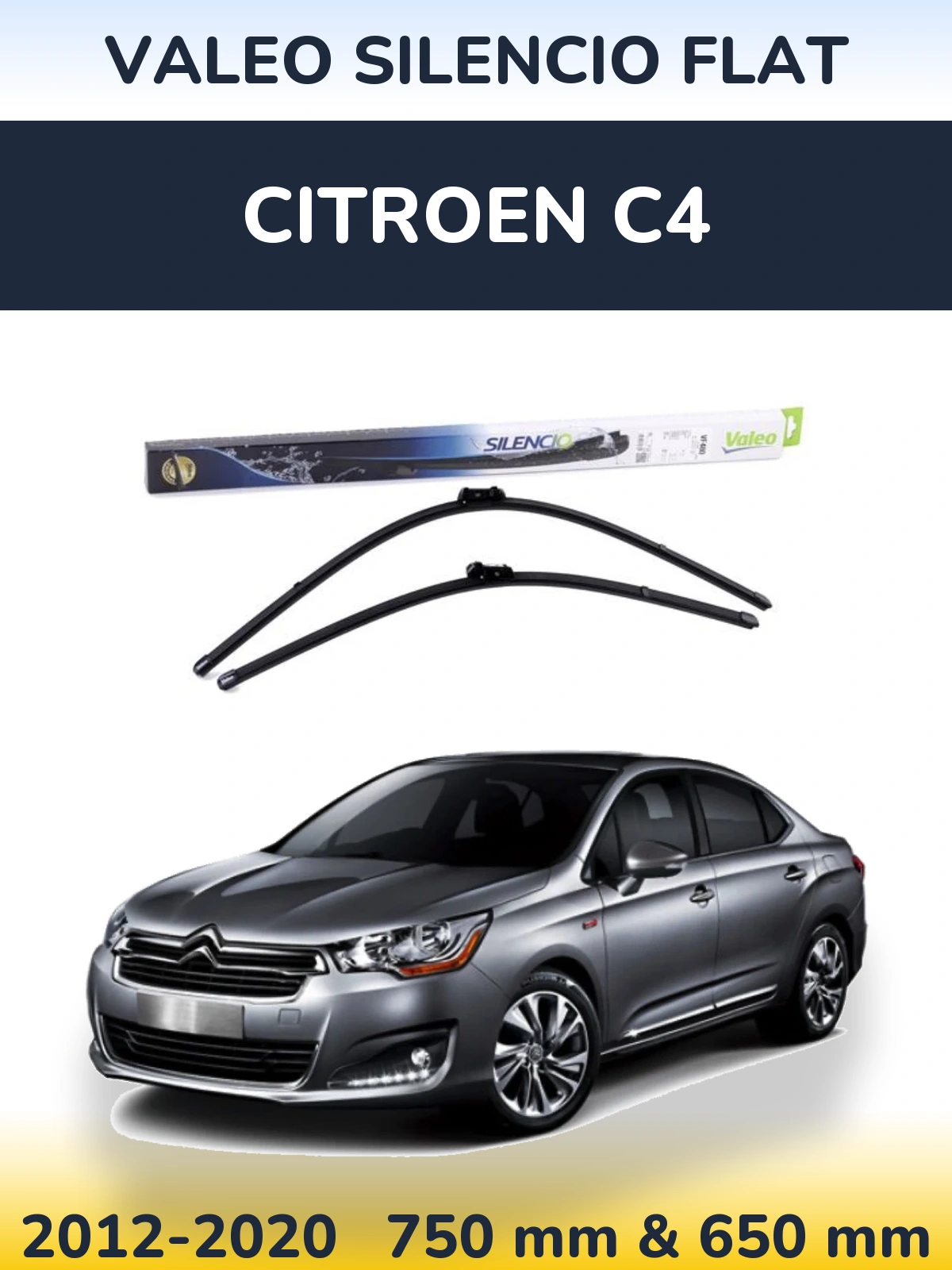 Komplet przednich wycieraczek Valeo Silencio Flat 750 & 650 mm do Citroen C4 2012-2020
