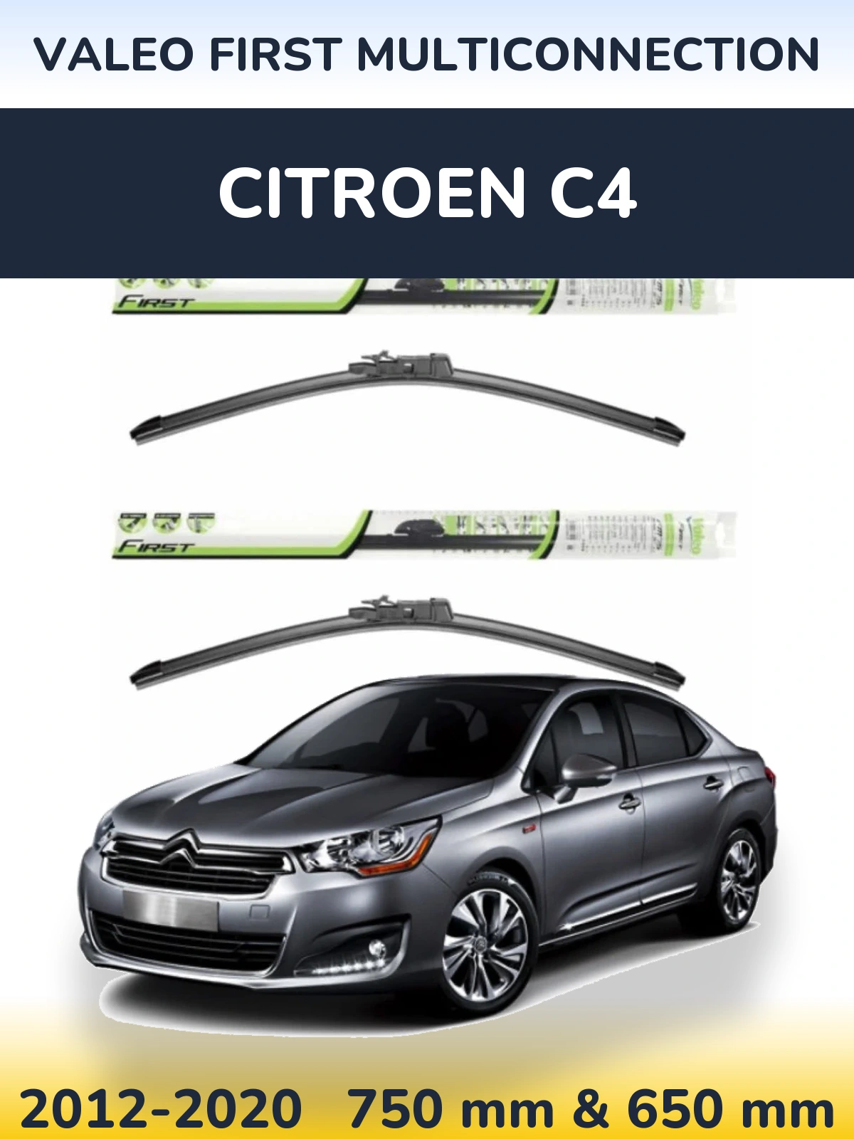 Komplet przednich wycieraczek Valeo First MultiConnection 750 & 650 mm do Citroen C4 2012-2020