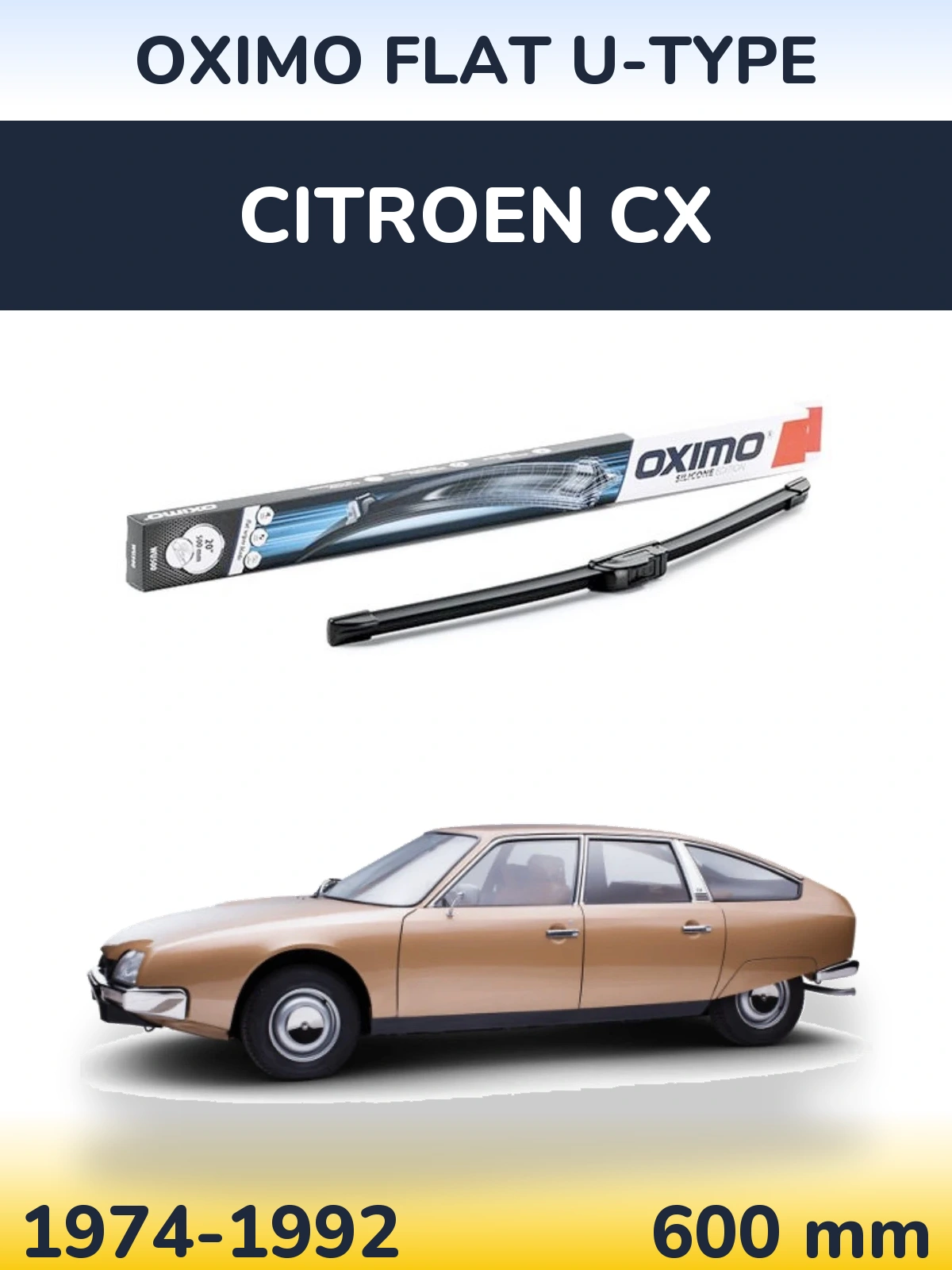 Przednia wycieraczka Oximo Flat U-type 600 mm do Citroen CX 1974-1992