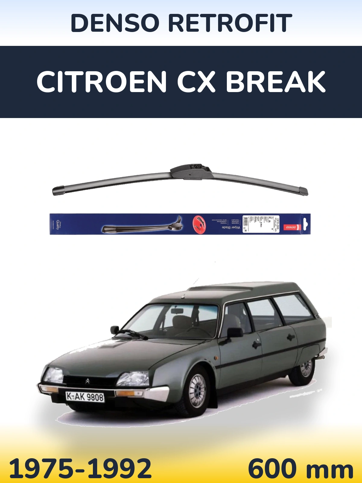 Przednia wycieraczka Denso Retrofit 600 mm do Citroen CX Break 1975-1992