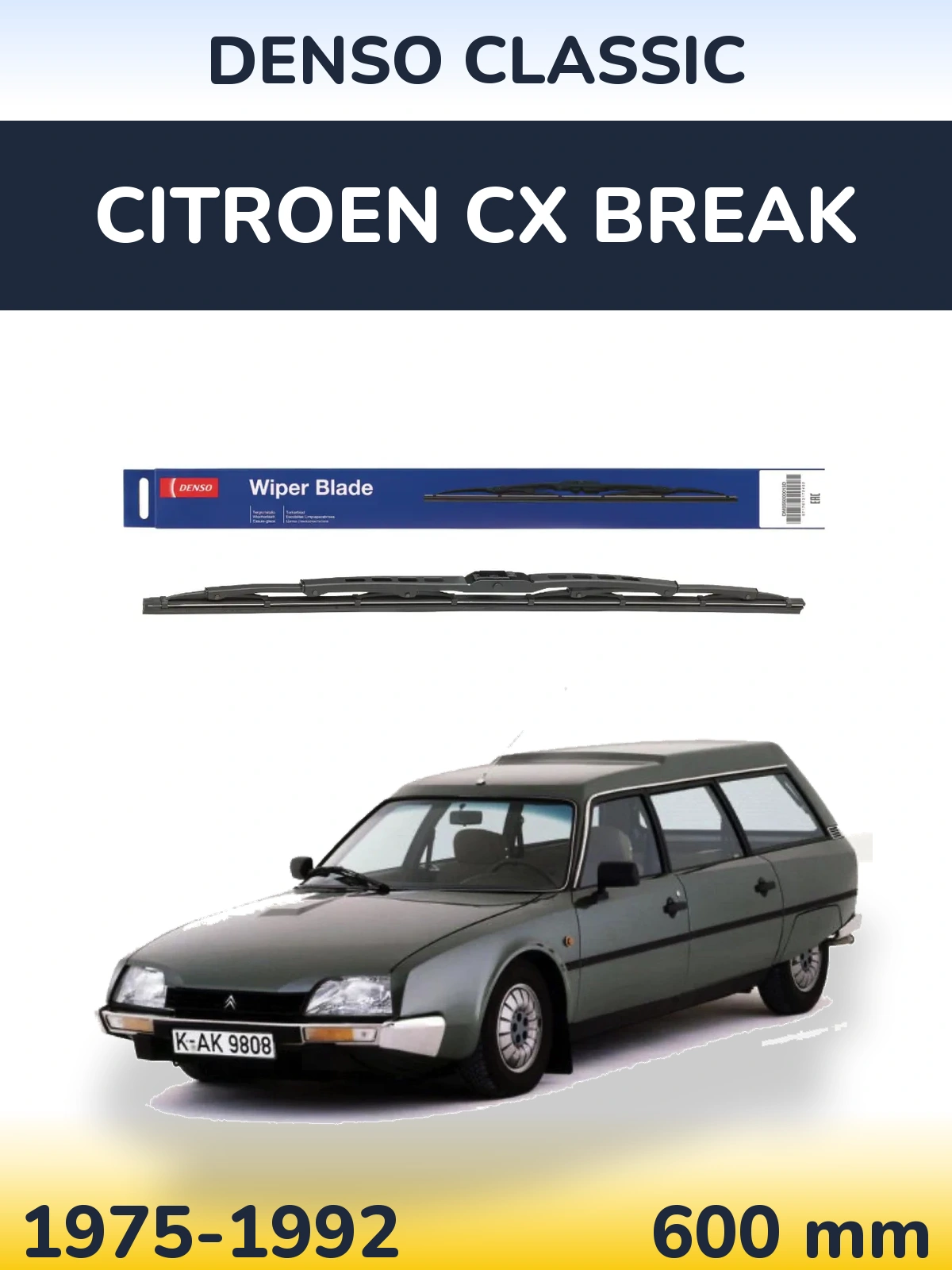 Передний дворник Denso Classic 600 мм для Citroen CX Break 1975-1992