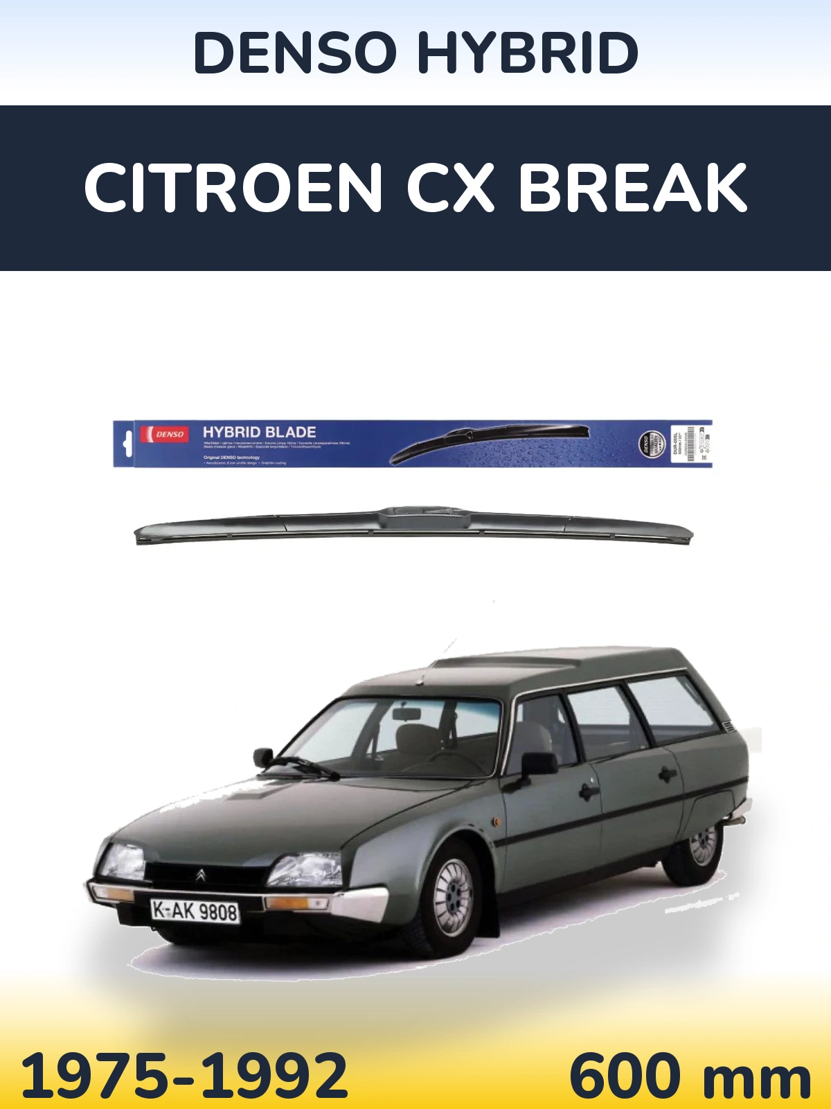 Передний дворник Denso Hybrid 600 мм для Citroen CX Break 1975-1992