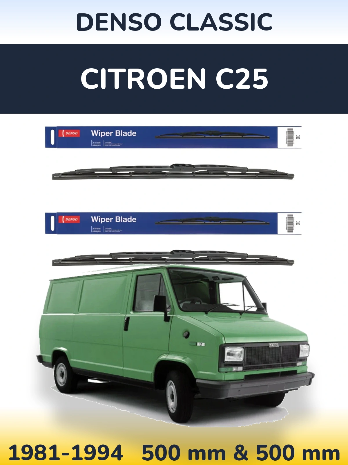 Komplet przednich wycieraczek Denso Classic 500 & 500 mm do Citroen C25 1981-1994