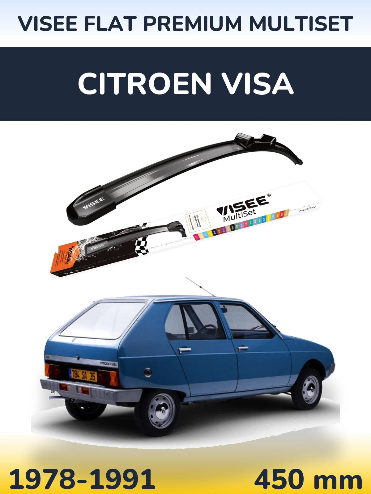 Przednia wycieraczka VISEE FLAT PREMIUM MultiSet 450 mm do Citroen Visa 1978-1991