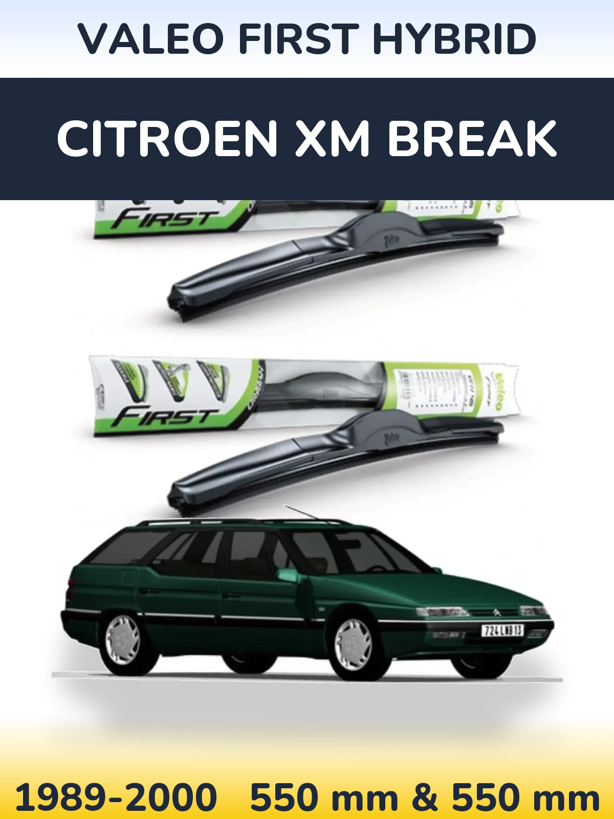 Комплект передних дворников Valeo First Hybrid 550 & 550 мм для Citroen XM Break 1989-2000