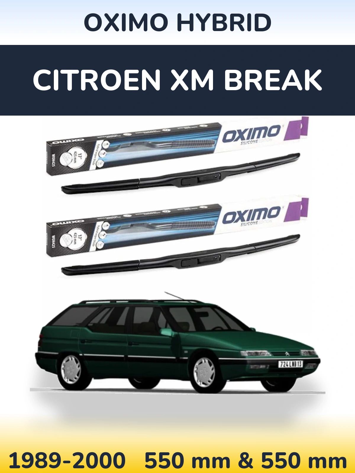 Komplet przednich wycieraczek Oximo Hybrid 550 & 550 mm do Citroen XM Break 1989-2000