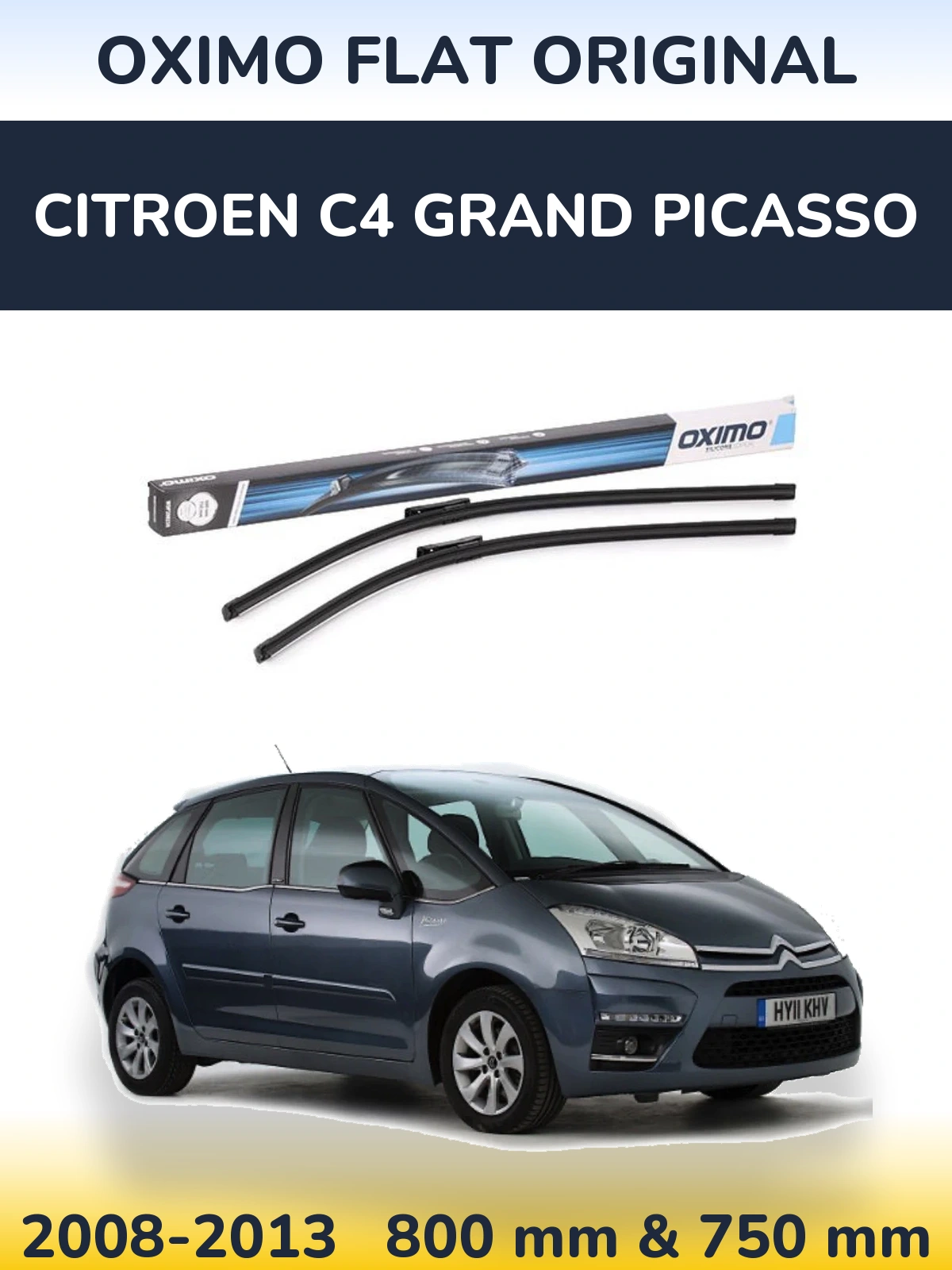 Комплект передних дворников Oximo Flat Original 800 & 750 мм для Citroen C4 Grand Picasso 2008-2013