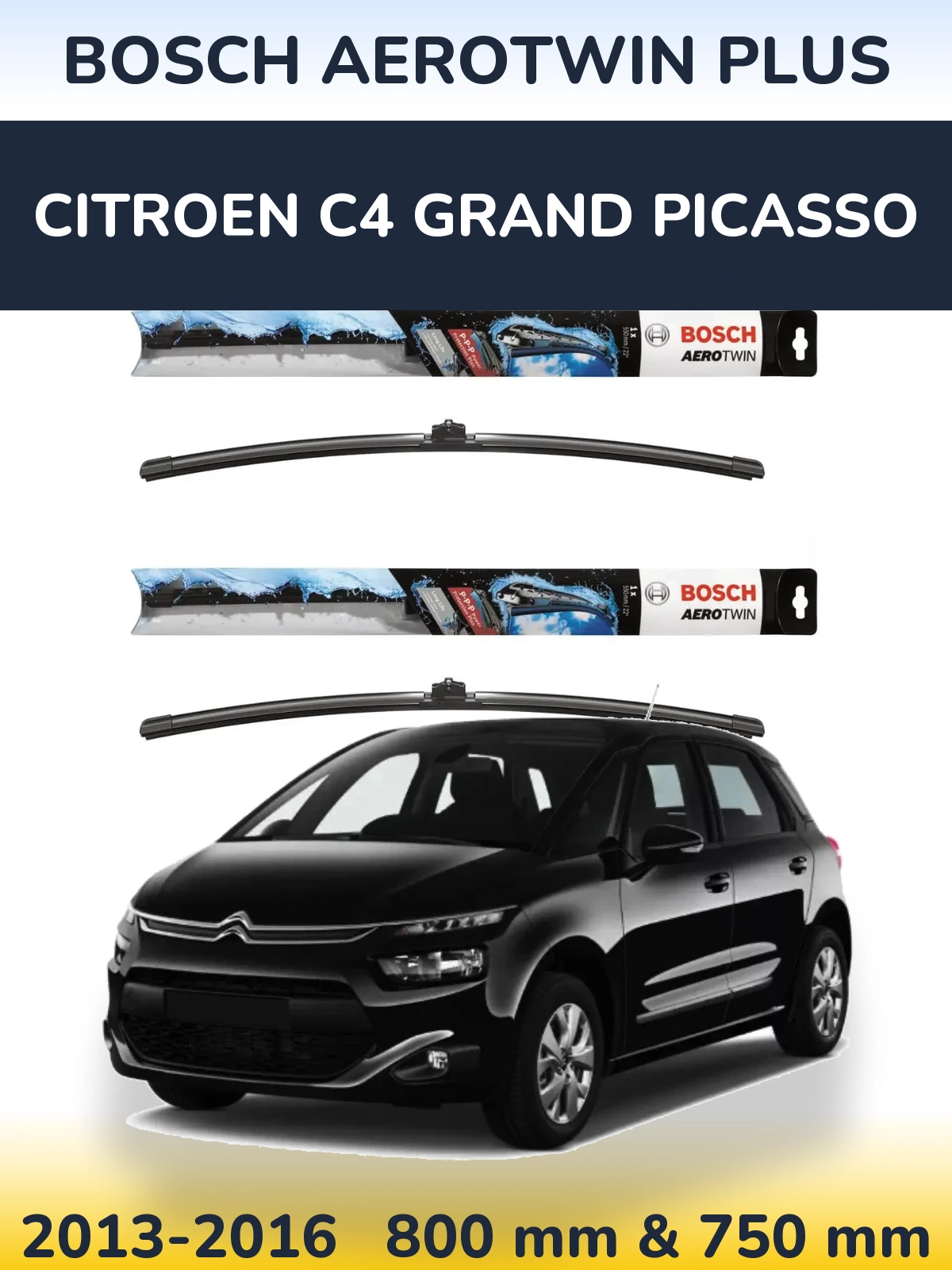 Komplet przednich wycieraczek BOSCH AeroTwin Plus 800 & 750 mm do Citroen C4 Grand Picasso 2013-2016