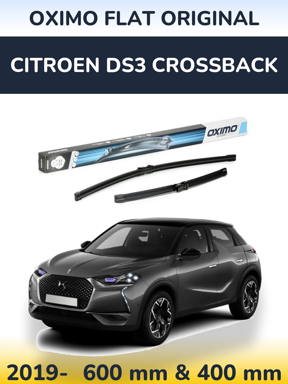 Комплект передних дворников Oximo Flat Original 600 & 400 мм для Citroen DS3 Crossback 2019-2026
