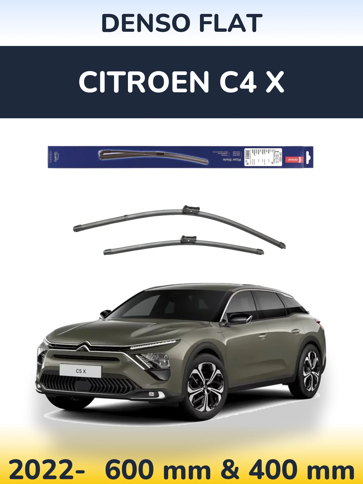 Комплект передних дворников Denso Flat 600 & 400 мм для Citroen C4 X 2022-2026