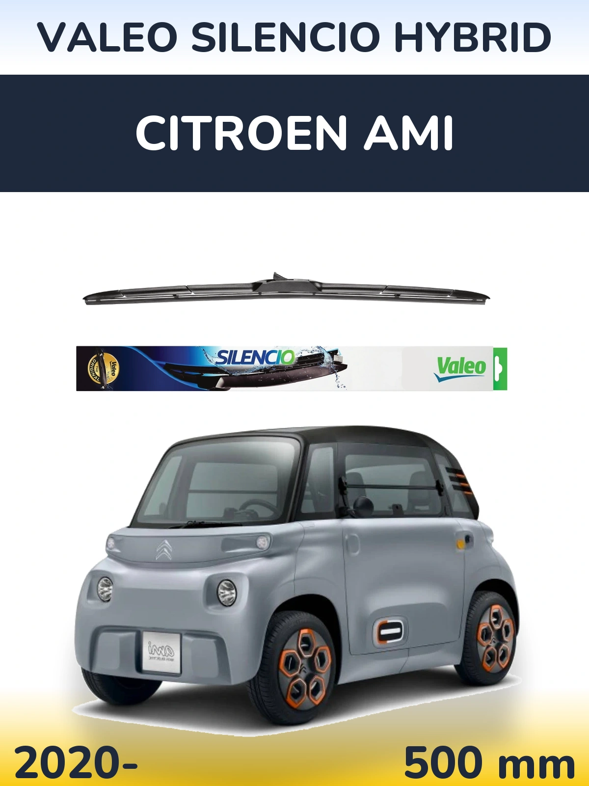 Передня щітка Valeo Silencio Hybrid 500 мм для Citroen Ami 2020-2026